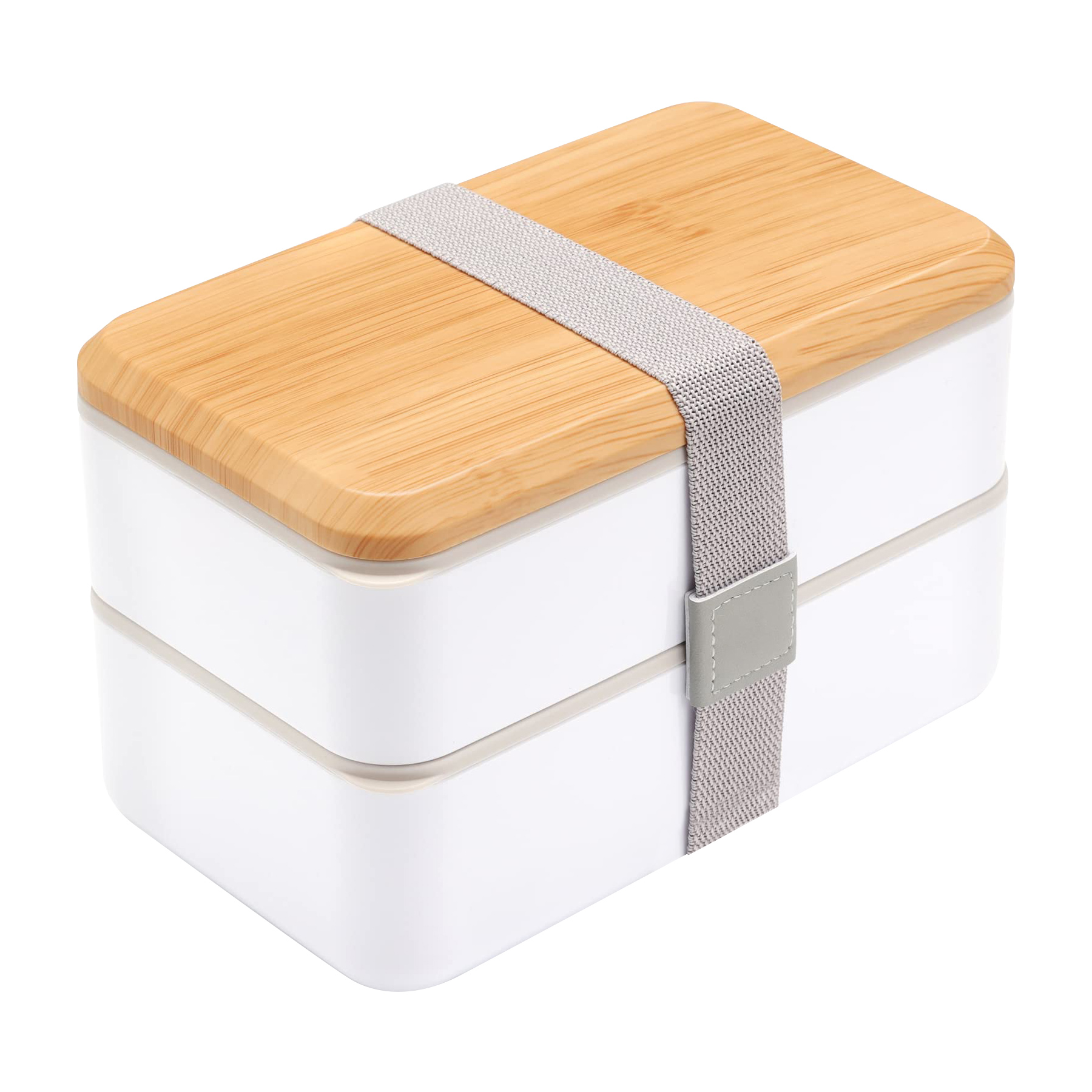 Wood Grain Double Decker Portable Lunch Box 5