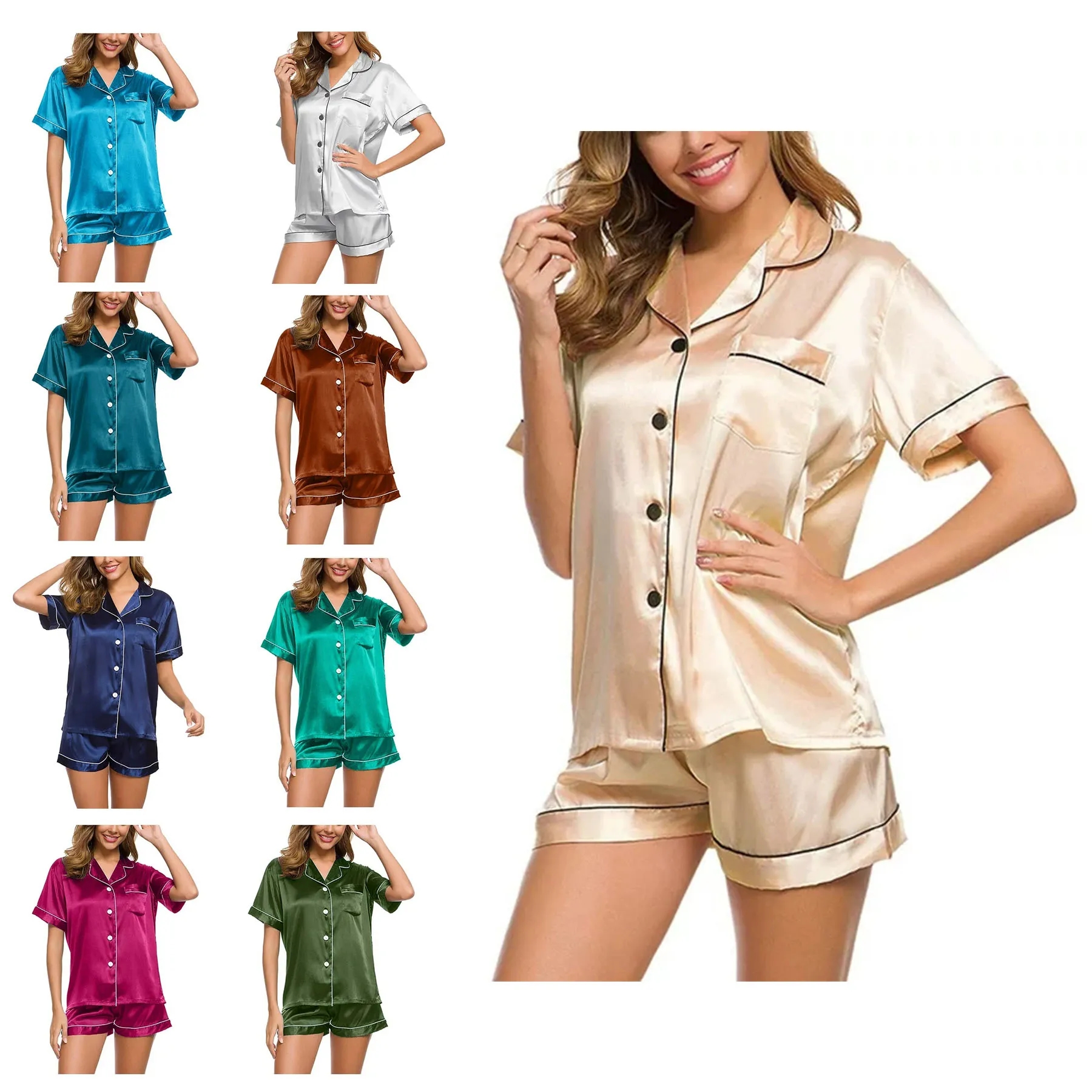 Women's Silk Satin Pajama Home Wear 1
