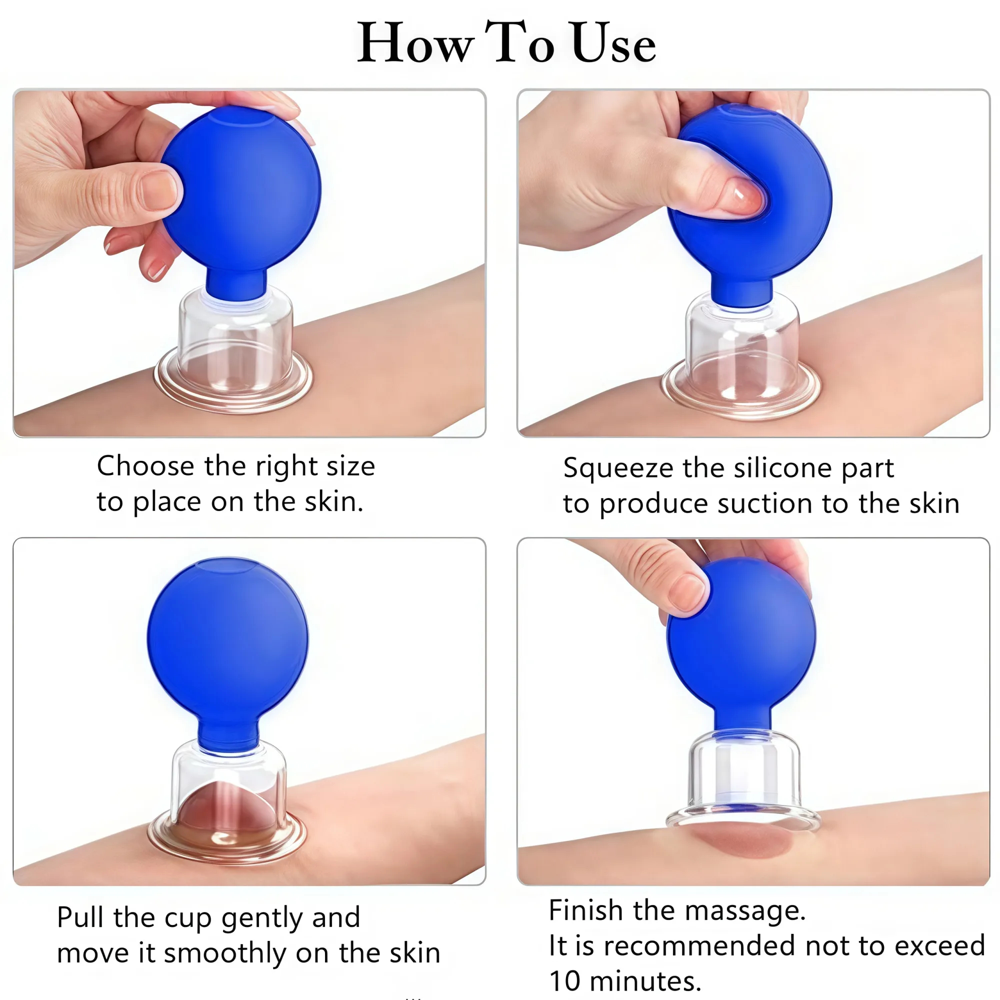 4-Size Facial Cupping Set: Glass & Silicone Massage Cups 3