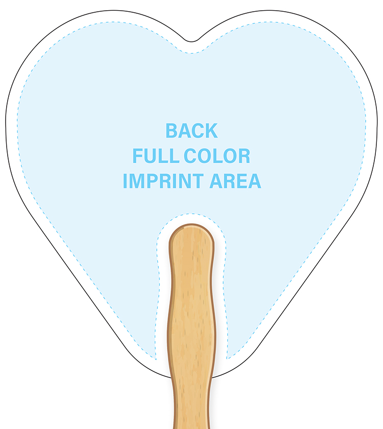 HAND FANS - Full Color, Heart Shaped Hand Fan 3