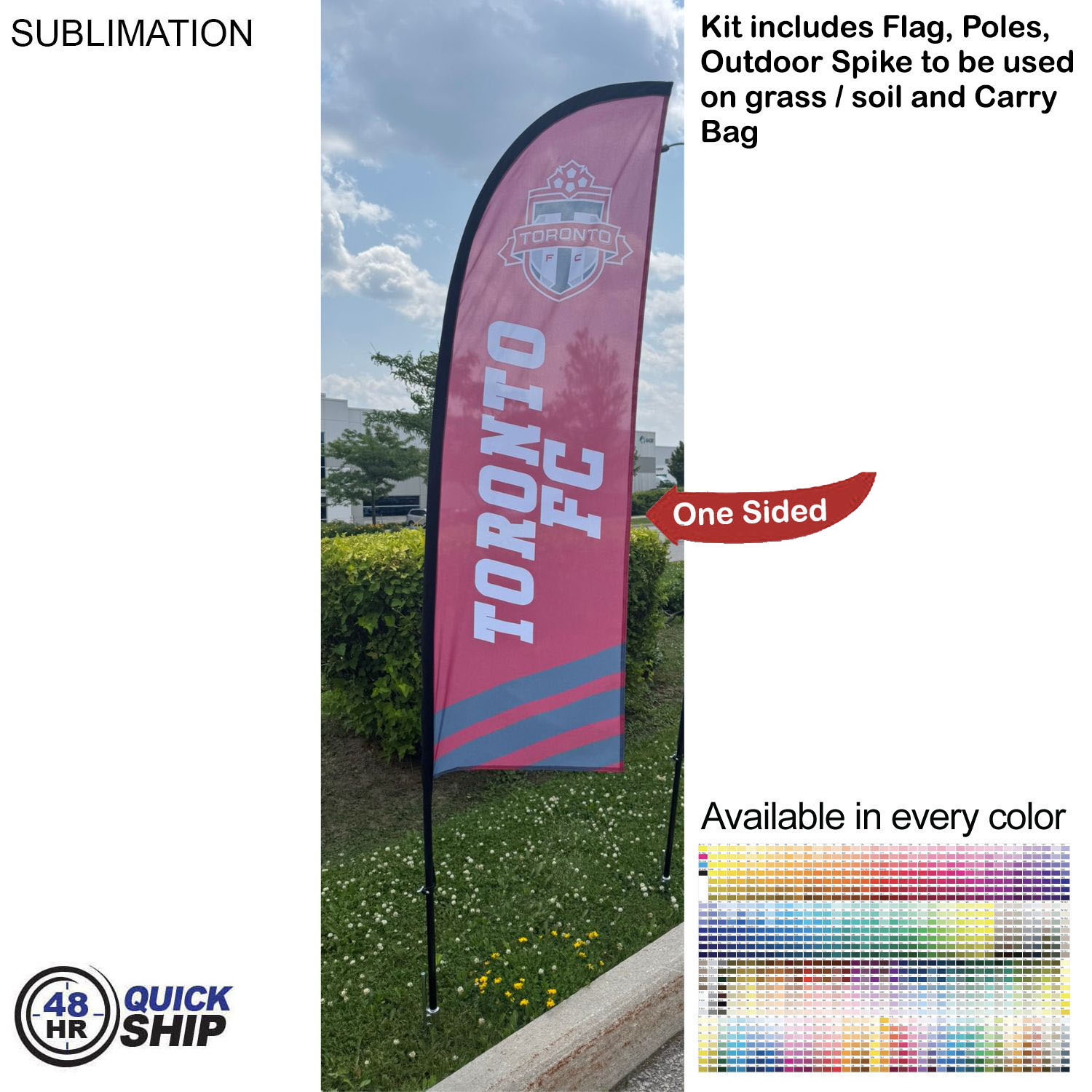 48Hr Quick Ship - 8.5' X-Small Feather Flag Kit, Full Color Graphics One Side