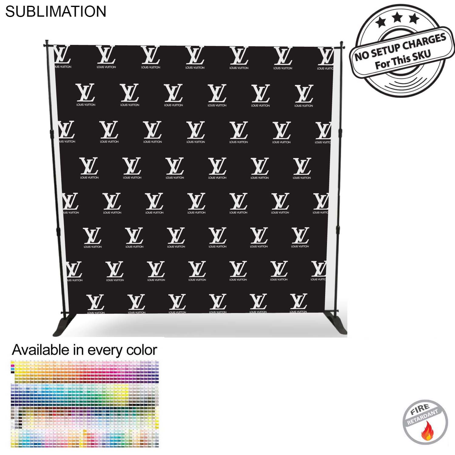 Step and Repeat 8' Backdrop, Media Wall, with Full Color Graphics, Photos, NO SETUP CHARGE