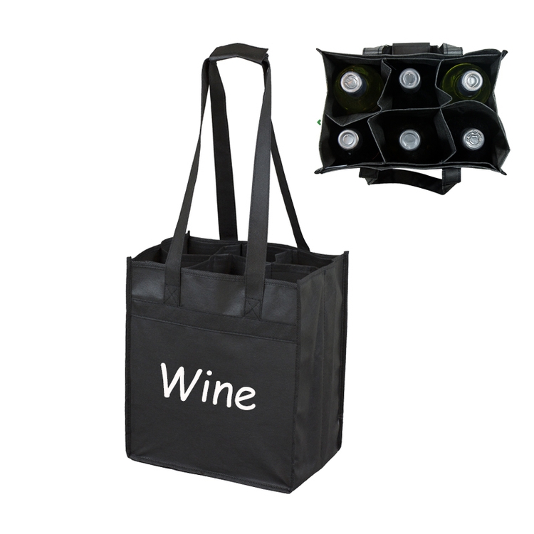 Wine & Grocery Tote Bag With 6 Bottle Holders 1