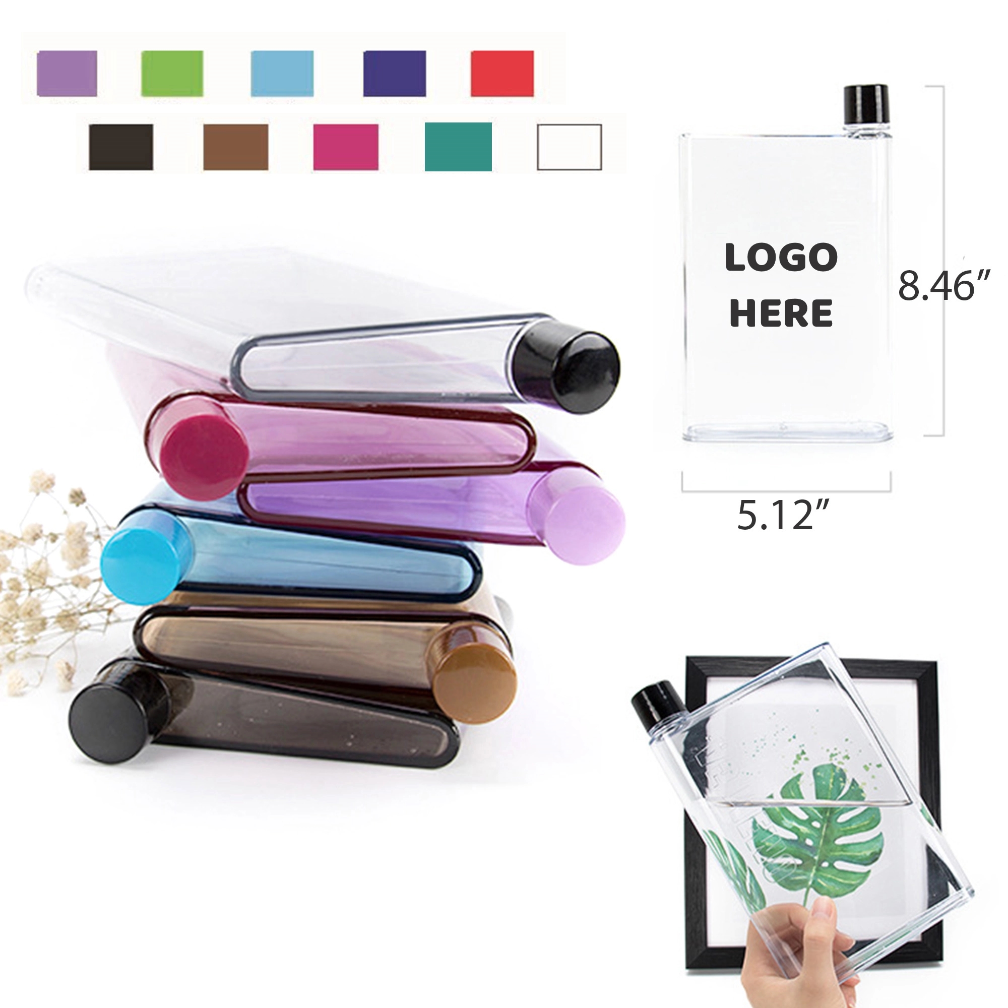 A5 14oz Portable Memo Bottle Flat Coffee Juice Square MOQ50 1