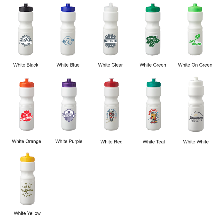 Plastic Water Bottles with Color Push Cap 28 oz. 11