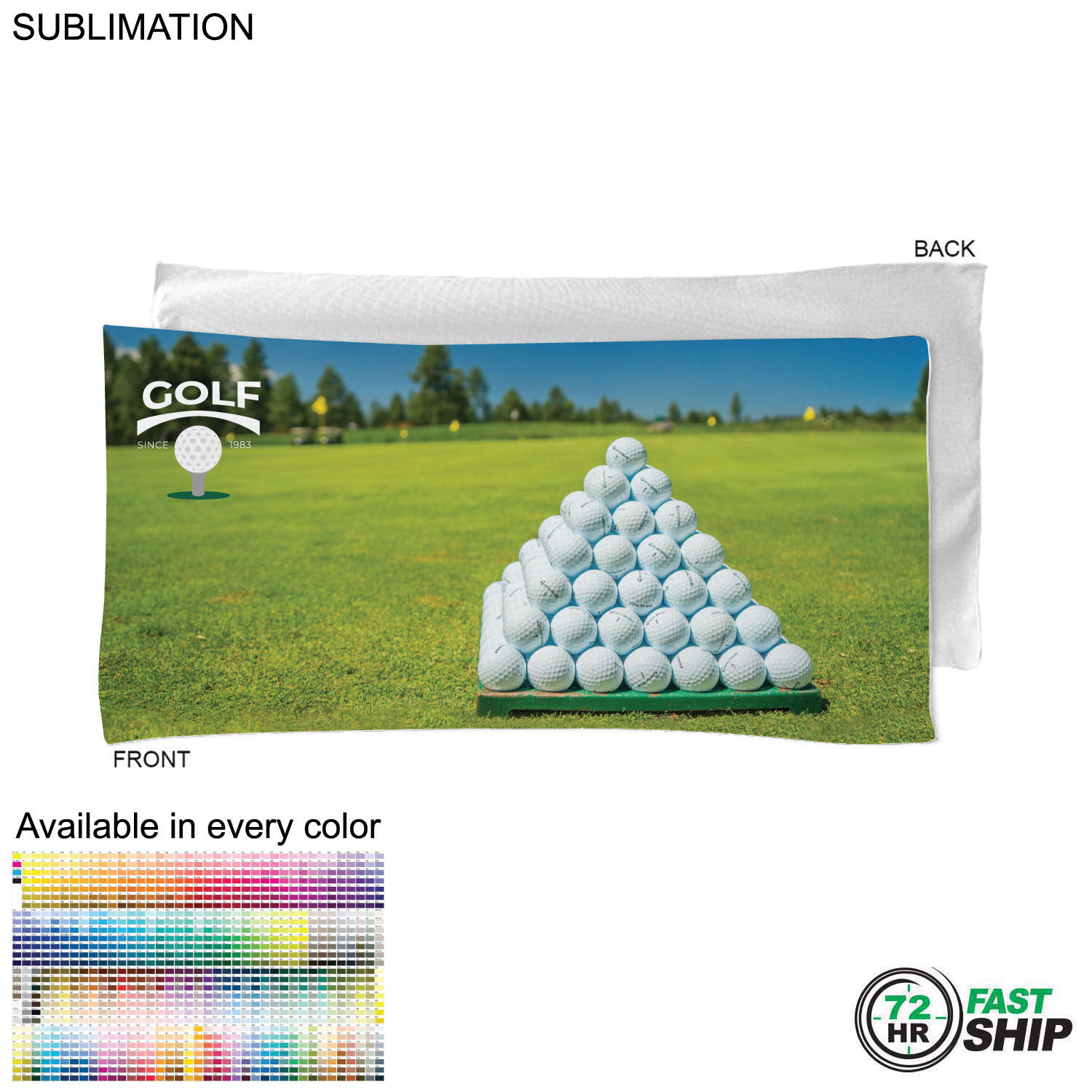 72 Hr Fast Ship - Golf Caddie Towel, Extra Large, in Microfiber Dri-Lite Terry, 22"x44", Sublimated 4