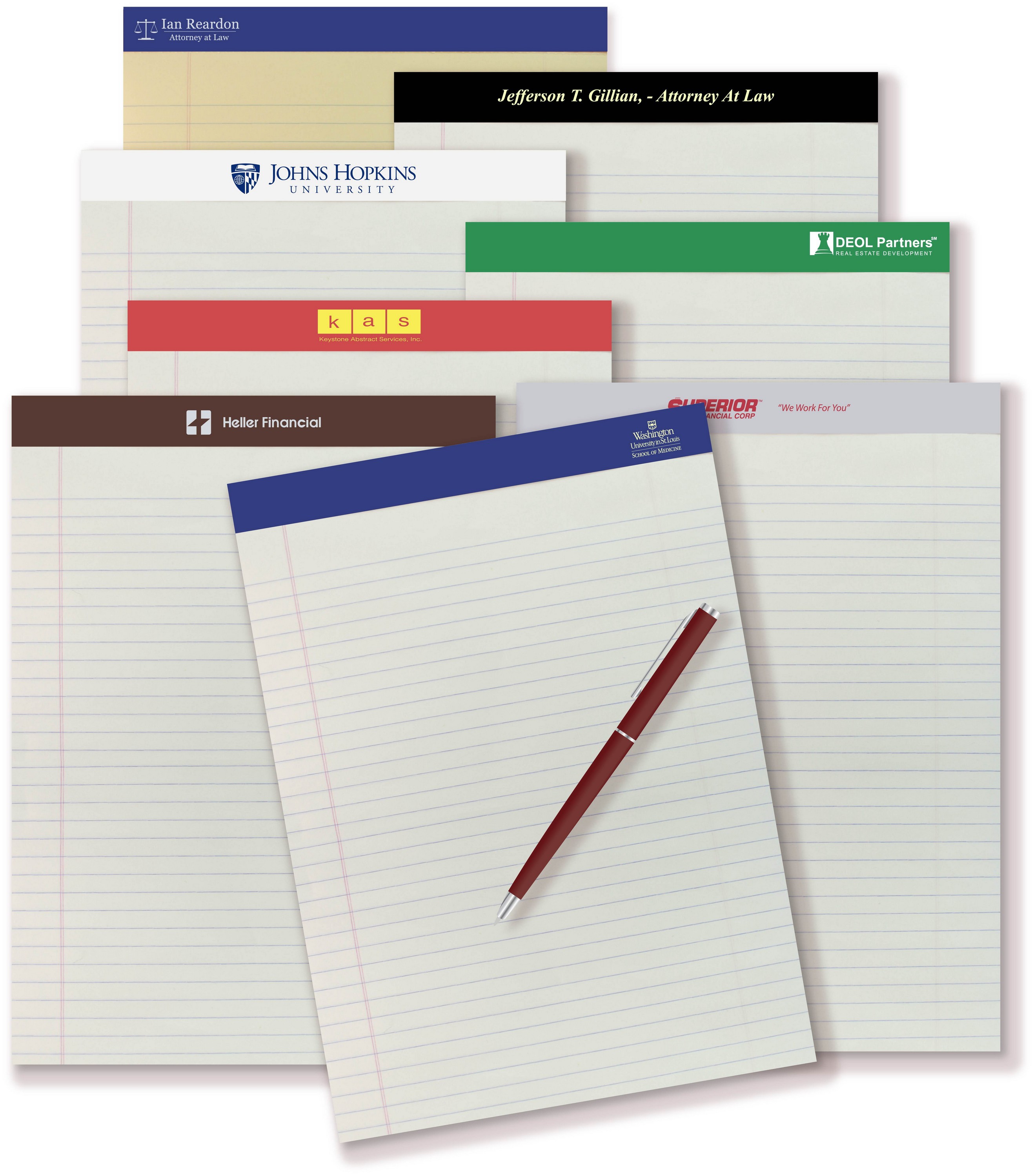 Senior Size (8 1/2"x11 3/4") Writing Pad w/1 color imprint on header (tape) 1