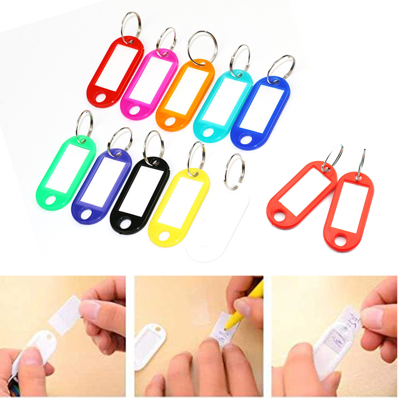 40pcs Red Key Ring Label Tags