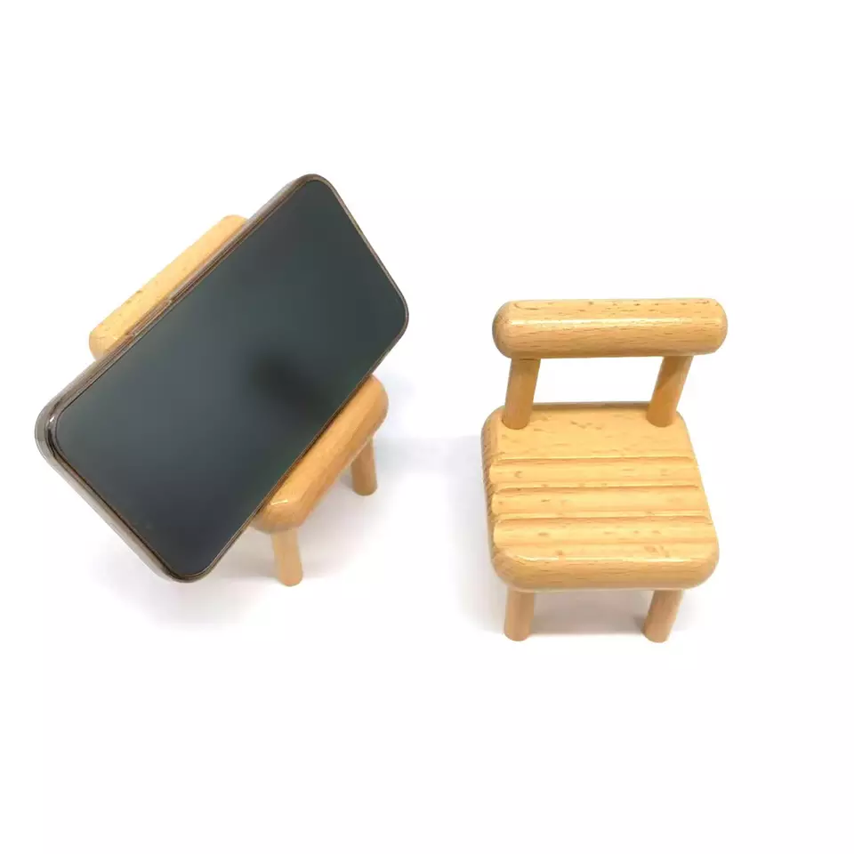 Mini Wooden Chair Phone Holder 3
