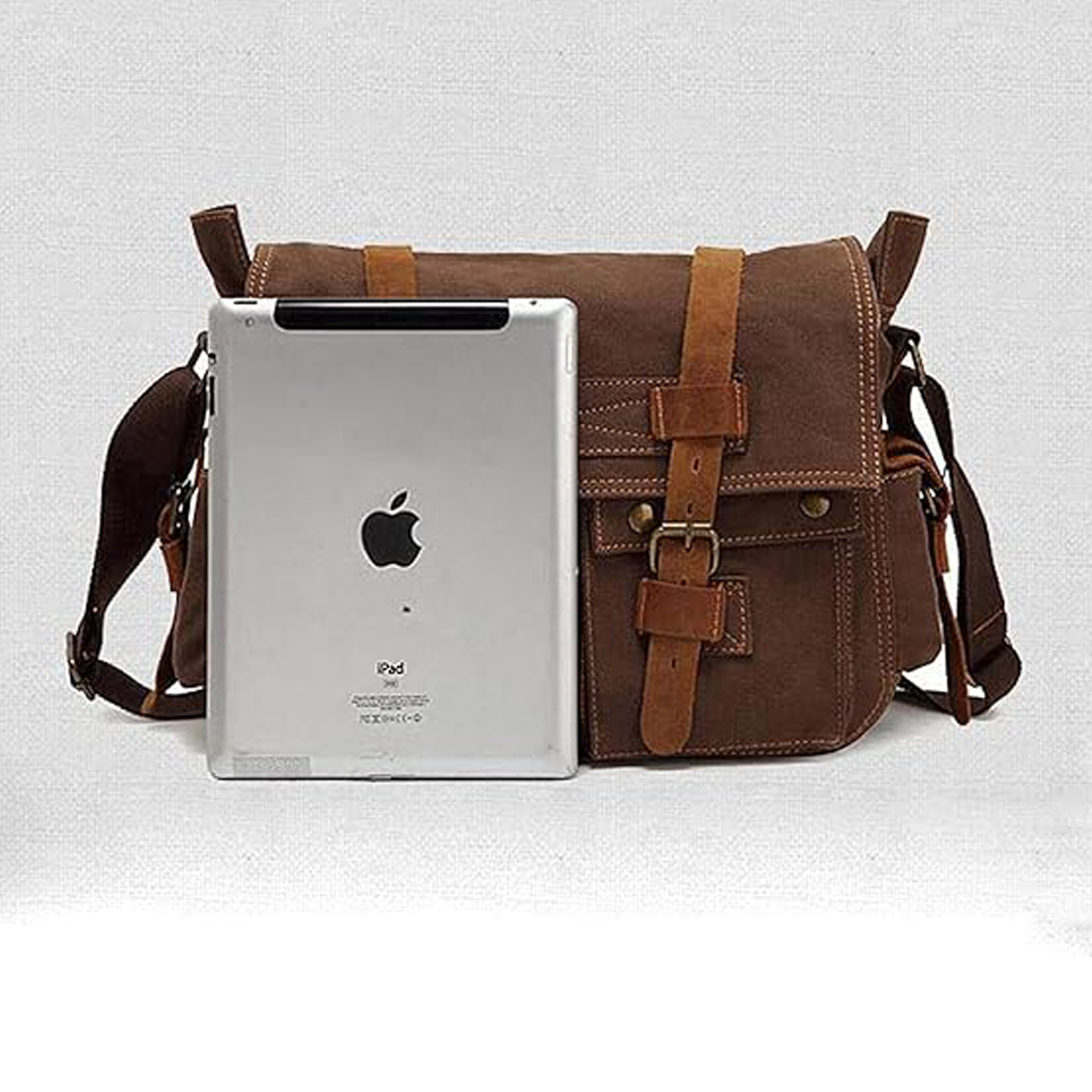 Men's Vintage Canvas Leather Messenger Bag 3