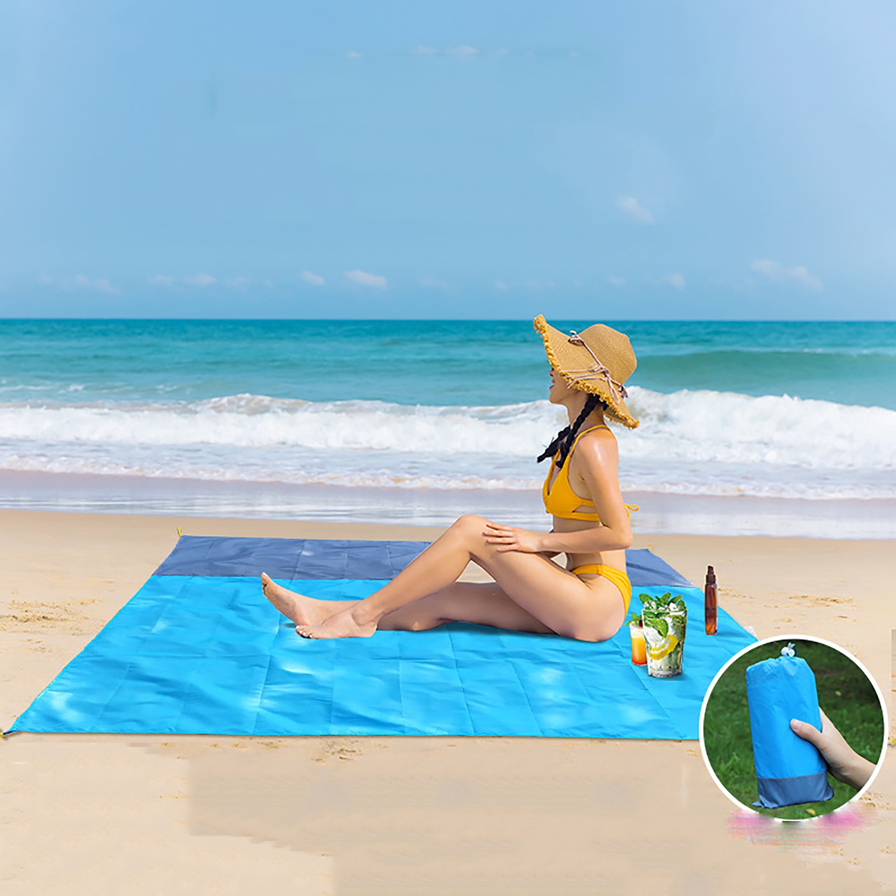 Waterproof Pocket Beach Blanket Folding Camping Mat 6