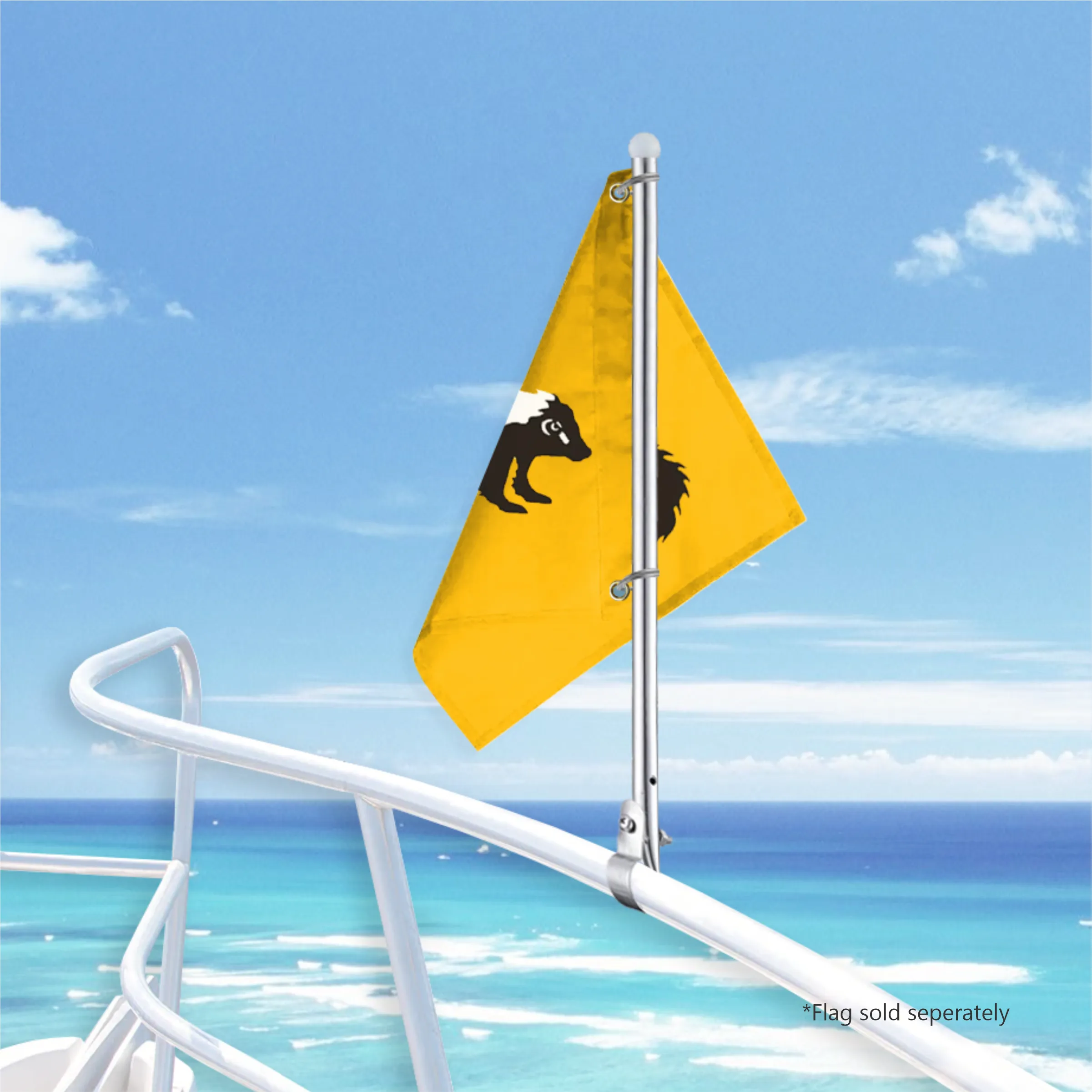 15" Stainless Steel Boat Flag Pole - Style B 8