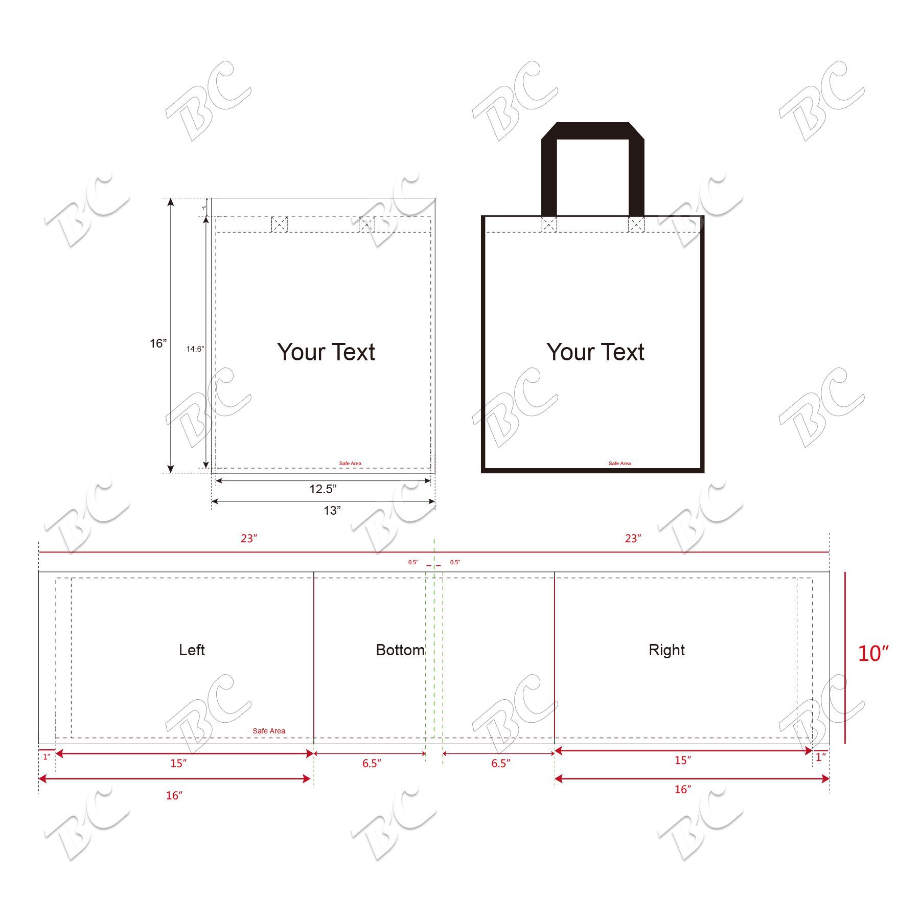 Free Shipping 80 gsm PET Non-Woven Color Trim Full-Color Sublimated Tote Bag 2
