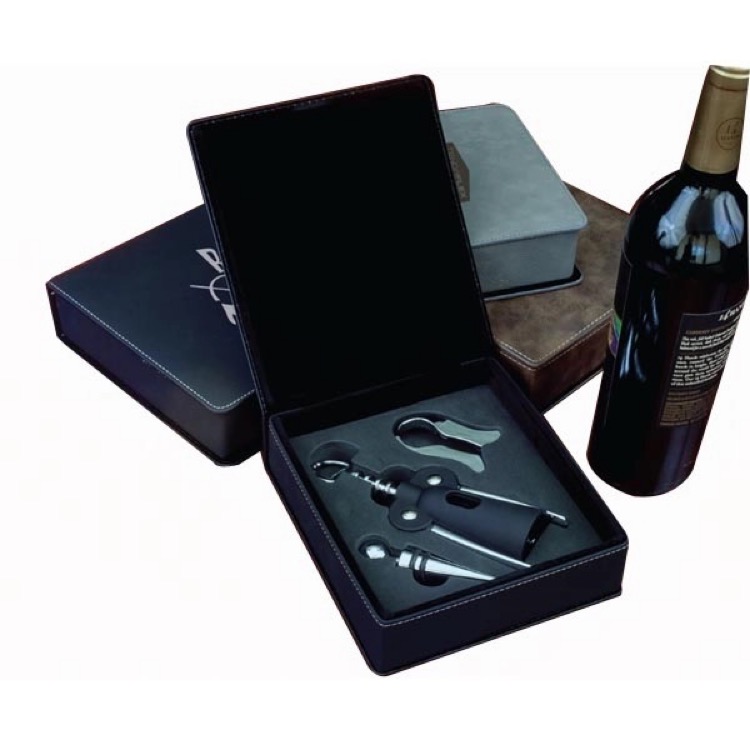 Leatherette Wine Tool Screw Lever Set 10