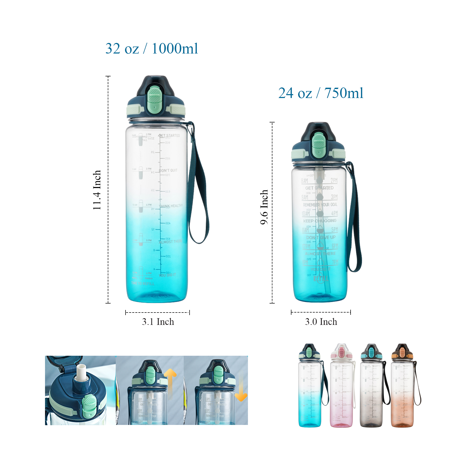 32 oz 24 oz Sports Water Bottle With Straw 5