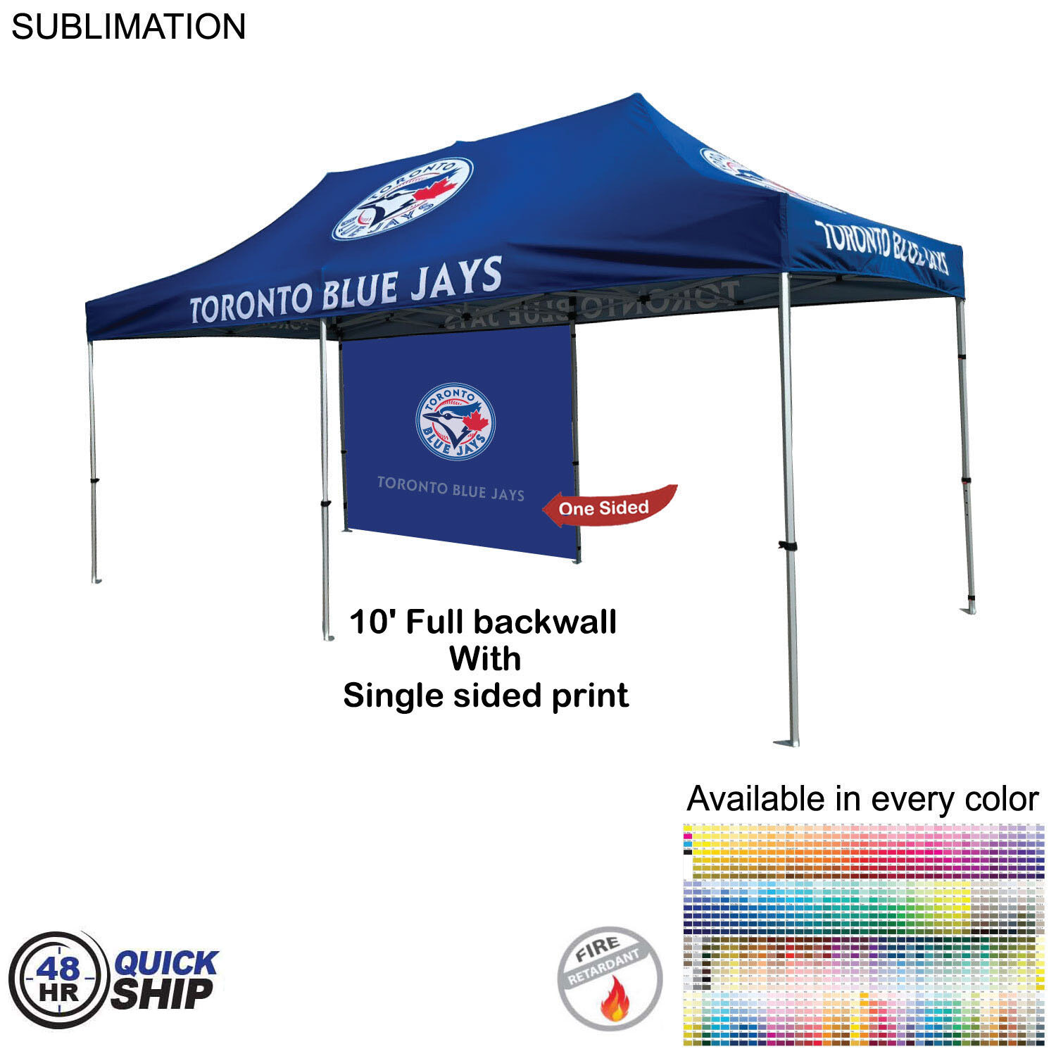 48 Hr Quick Ship - 10' Back Wall for 10x20 Tent Kit, Sublimated, Single Sided Print 4