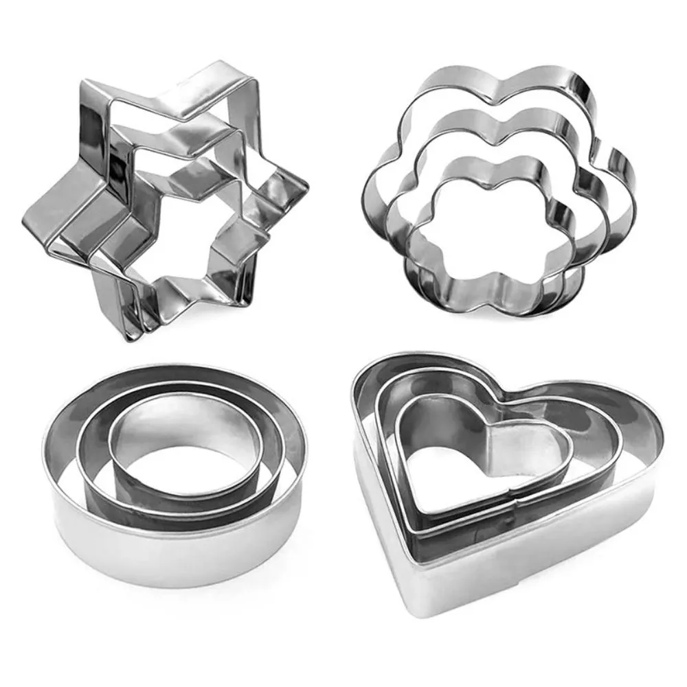 Baking Cookie Cutters Set Flower Round Heart Star Shaped 6