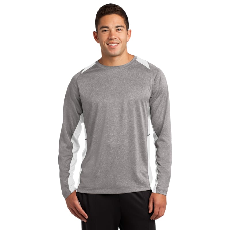 Sport-Tek Long Sleeve Heather Colorblock Contender Tee. 73