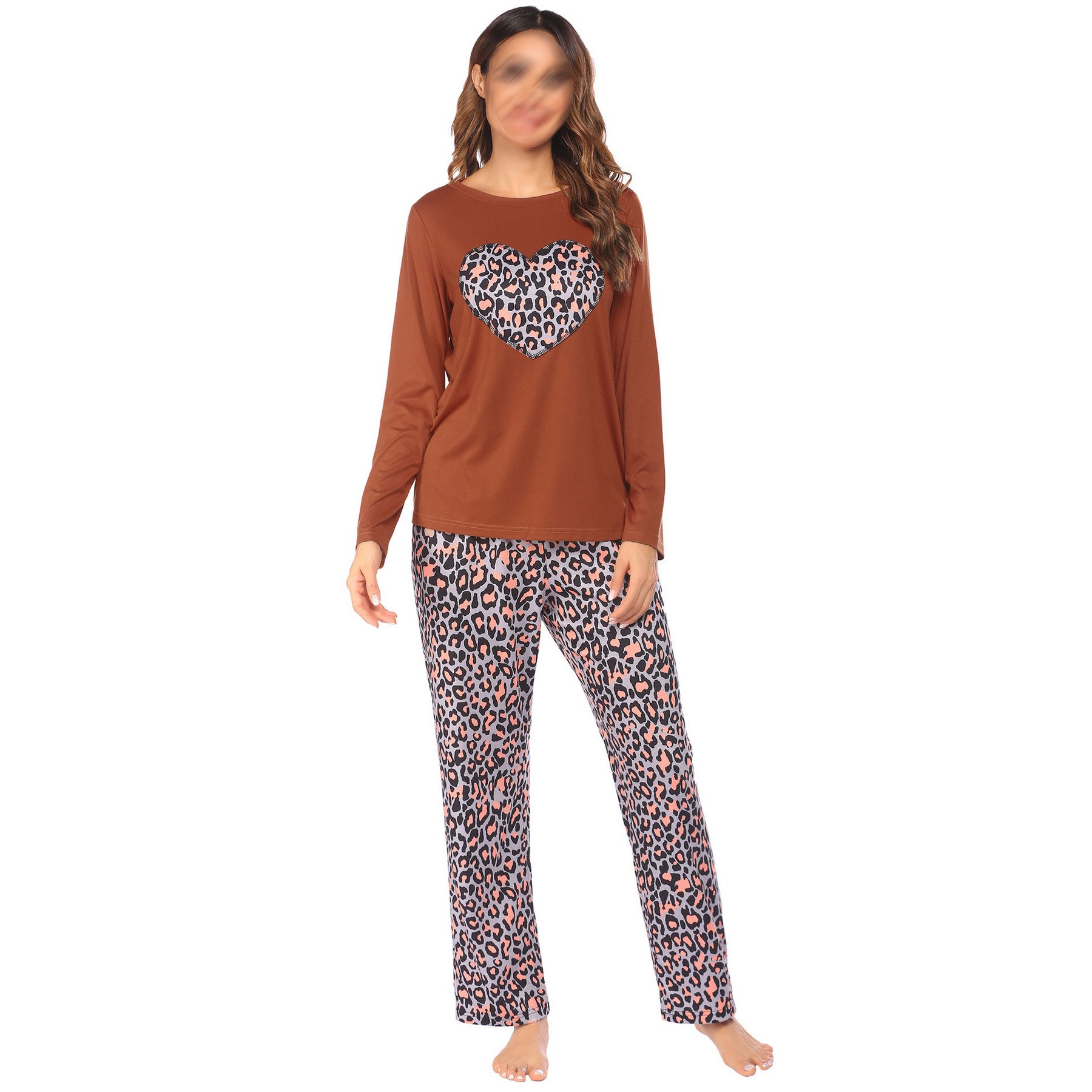 Women Two Piece Leopard Sweatsuit Leisure Wear 2