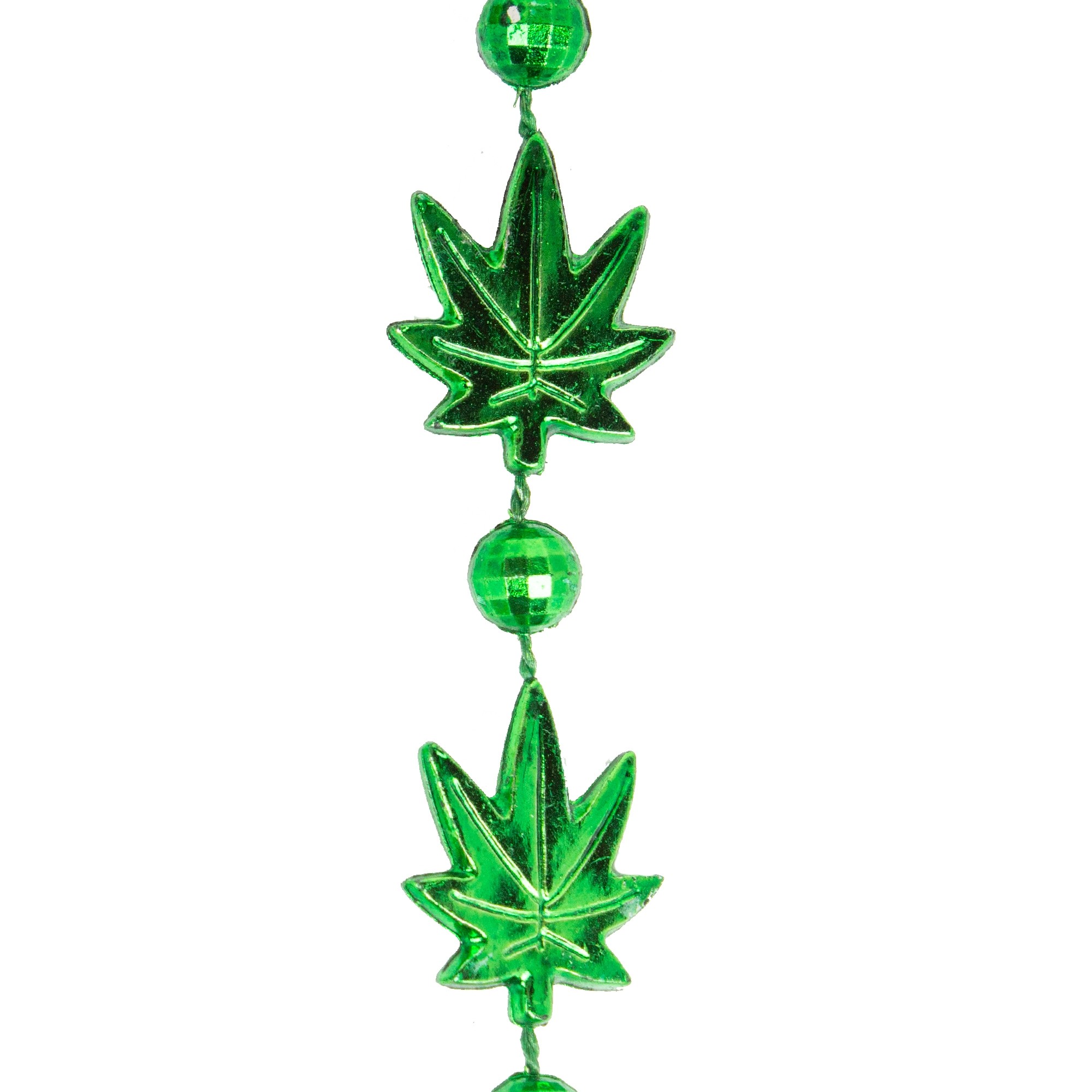 33" Green Mini Leaf Bead Metallic Necklace 4