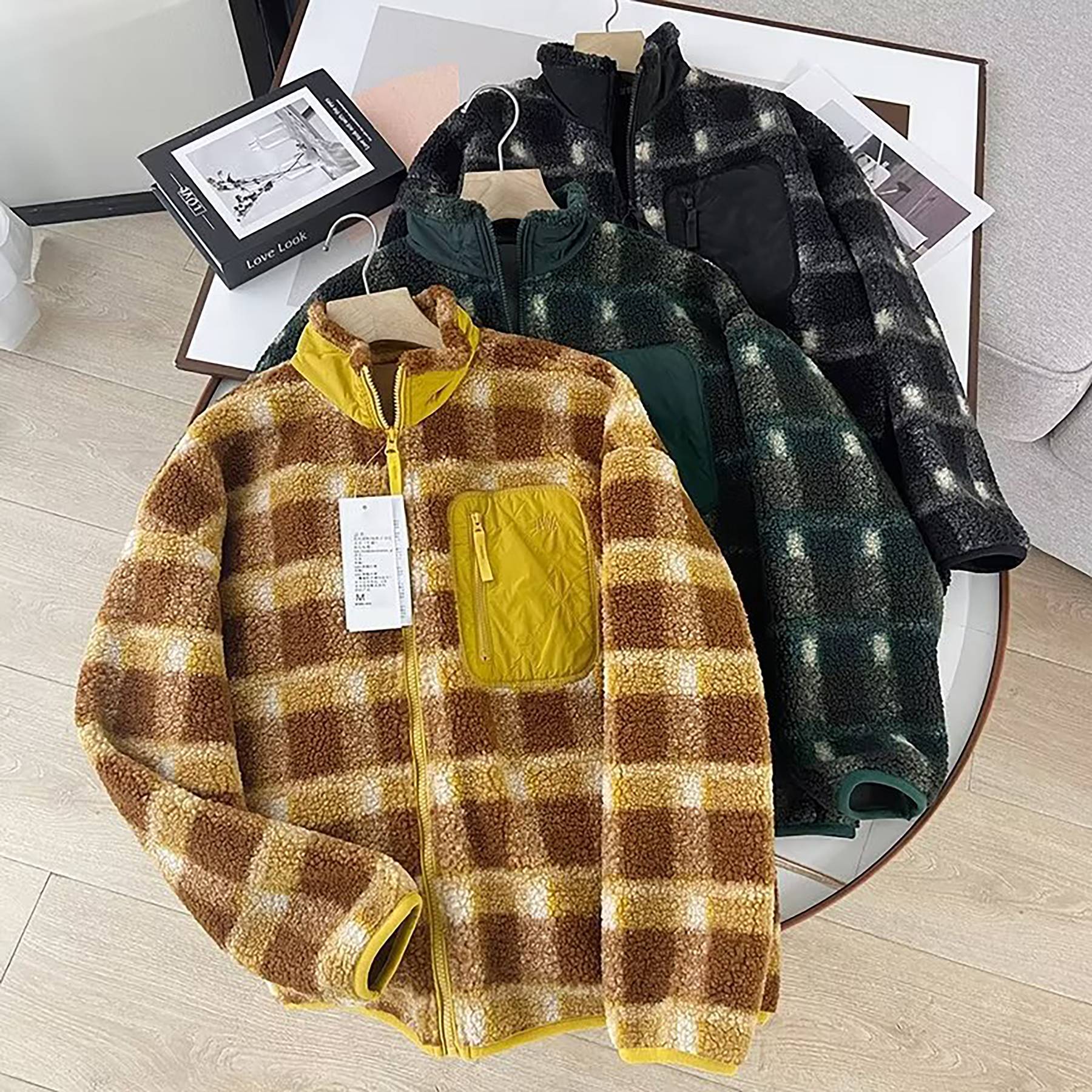 Spring Loose Standing Collar Windproof Lamb Fleece Overcoat 7