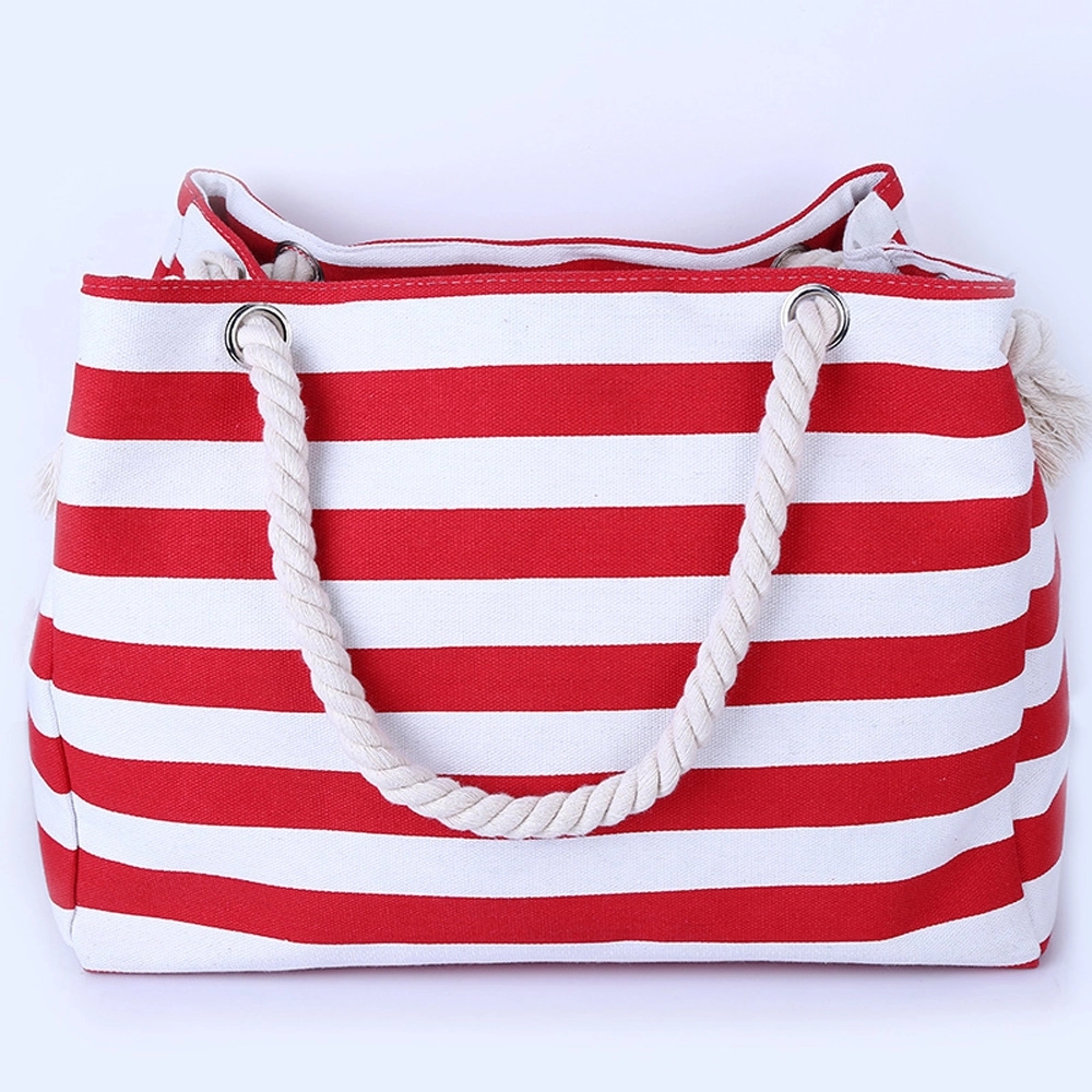 Canvas Striped Beach Bag 9