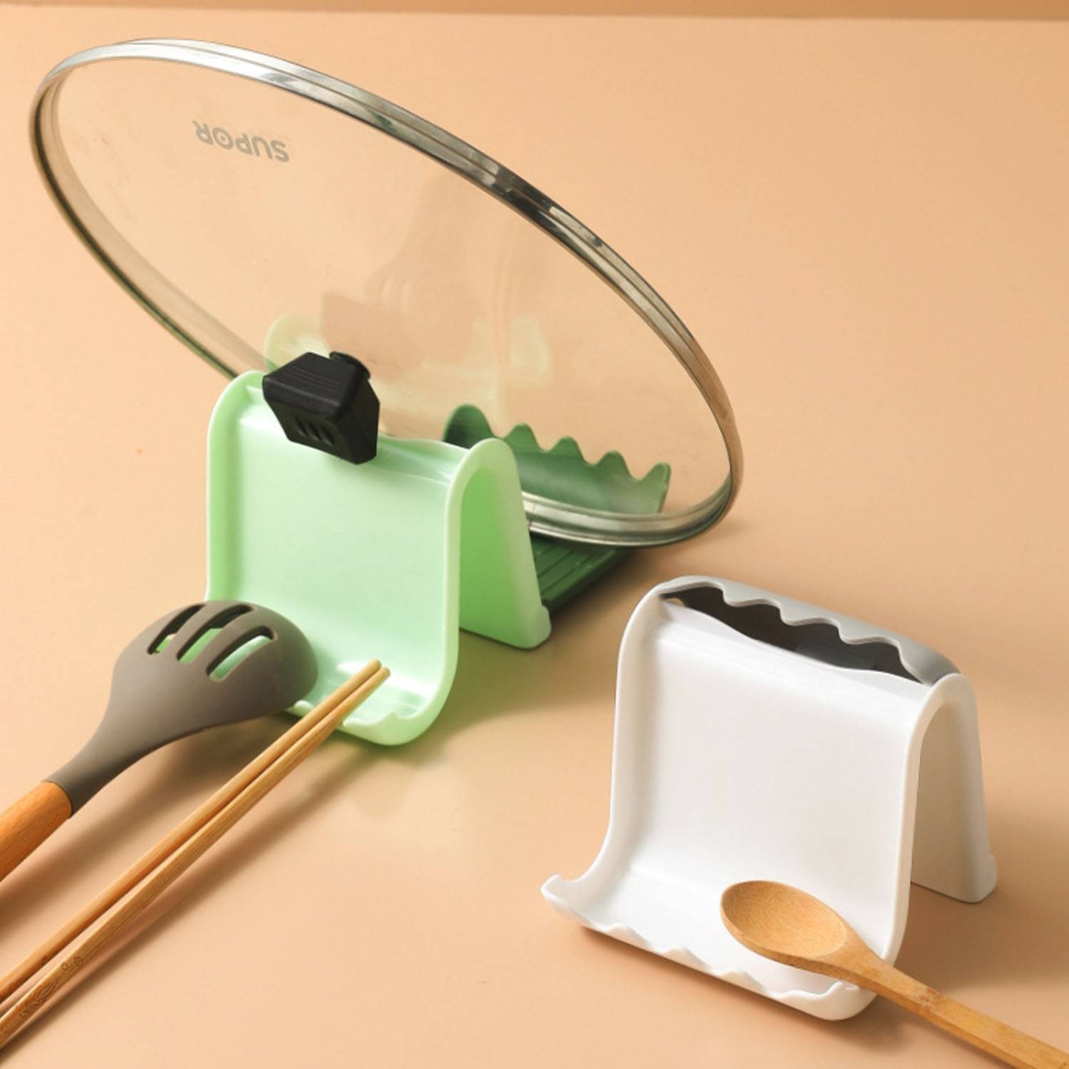 Kitchen spatula and lid countertop storage rack 6
