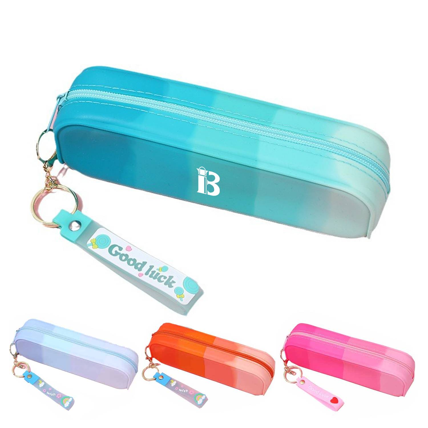 Rectangular gradient silicone pencil pouch