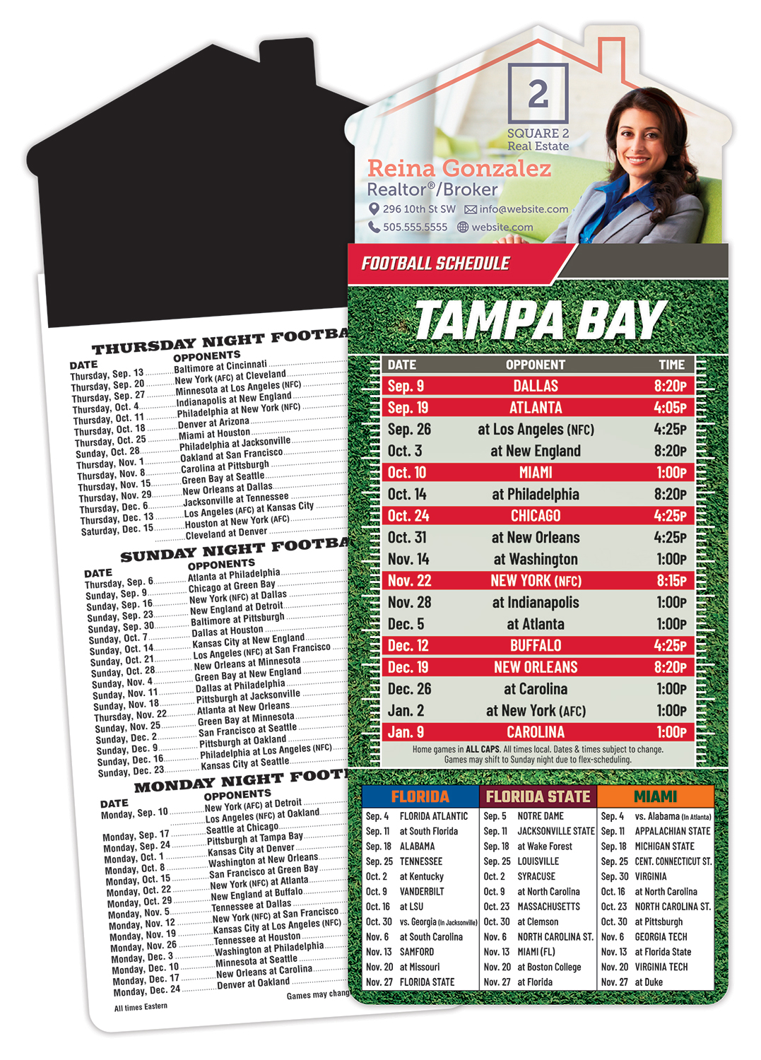 Magna-Card House Shape Magnet Football Schedules (3.5x9) 1