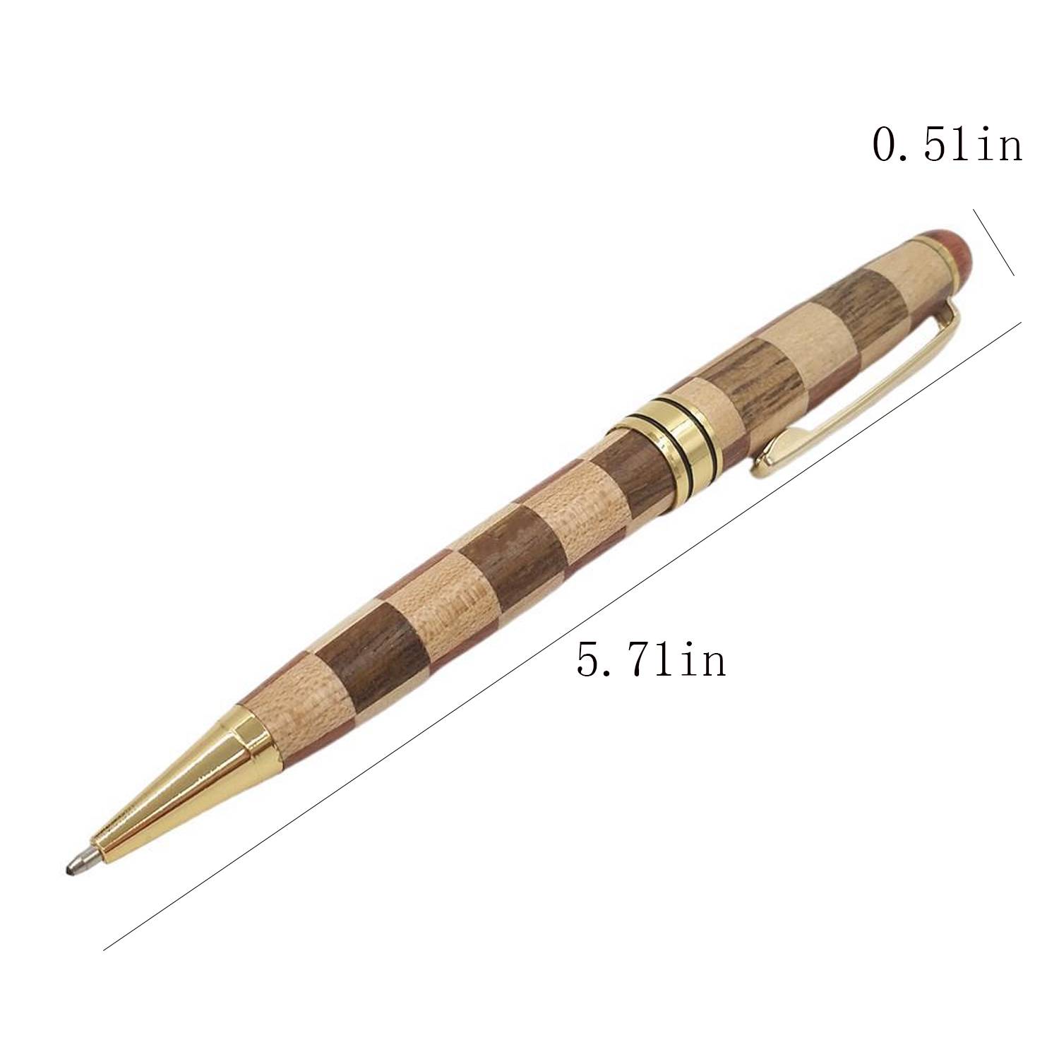 Handcrafted Checkered Wood Ballpoint Pen 5