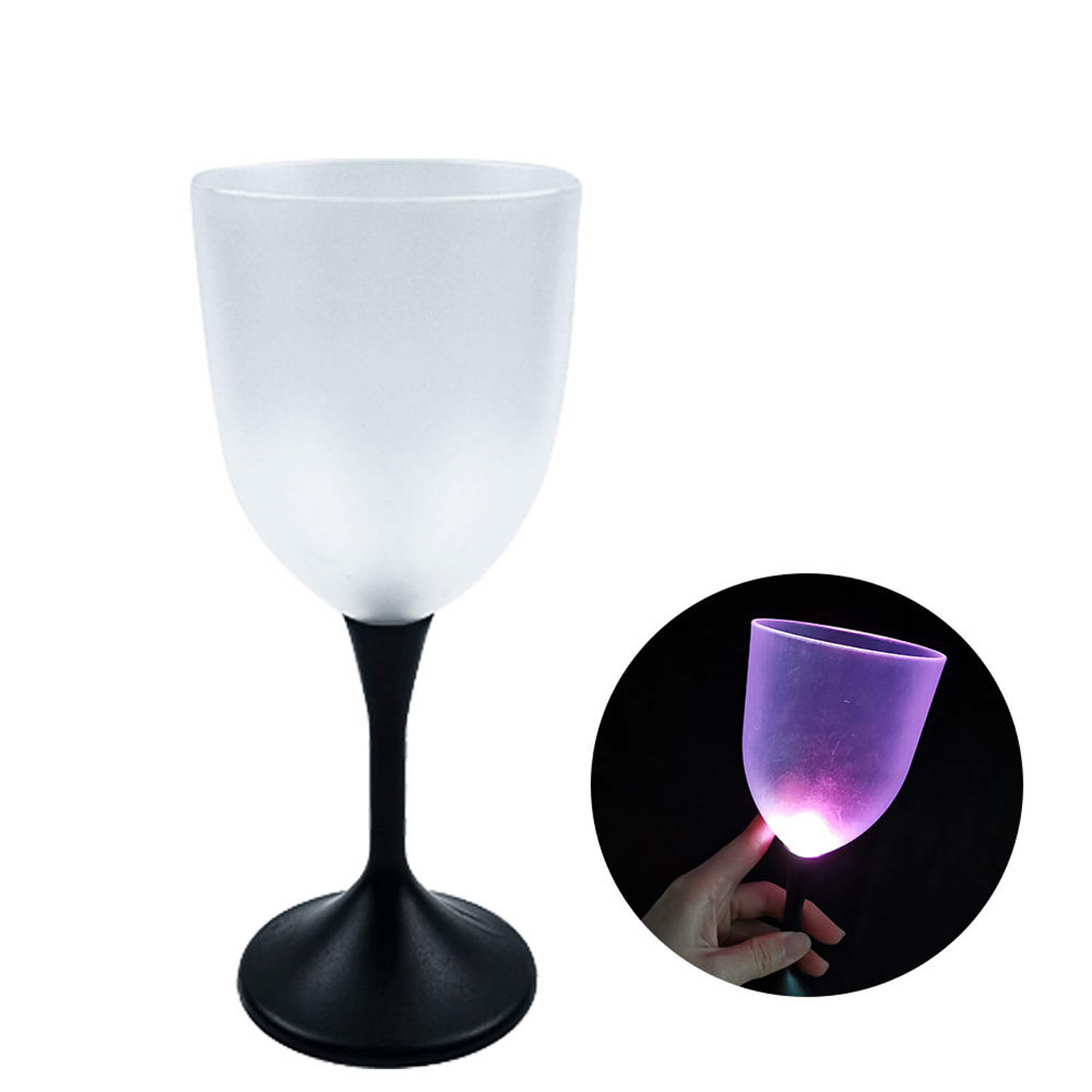 10oz Frosted LED Light UP Plastic Wine Glass 10
