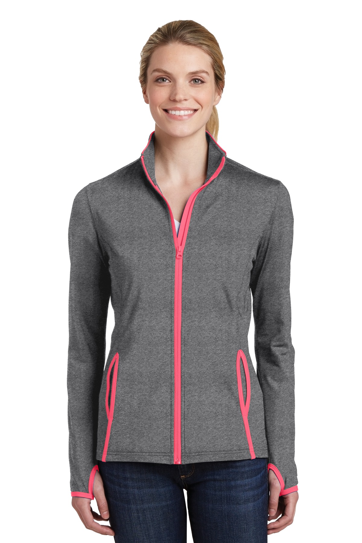 Sport-Tek Women's Sport-Wick Stretch Contrast Full-Zip Jacket. LST853 7
