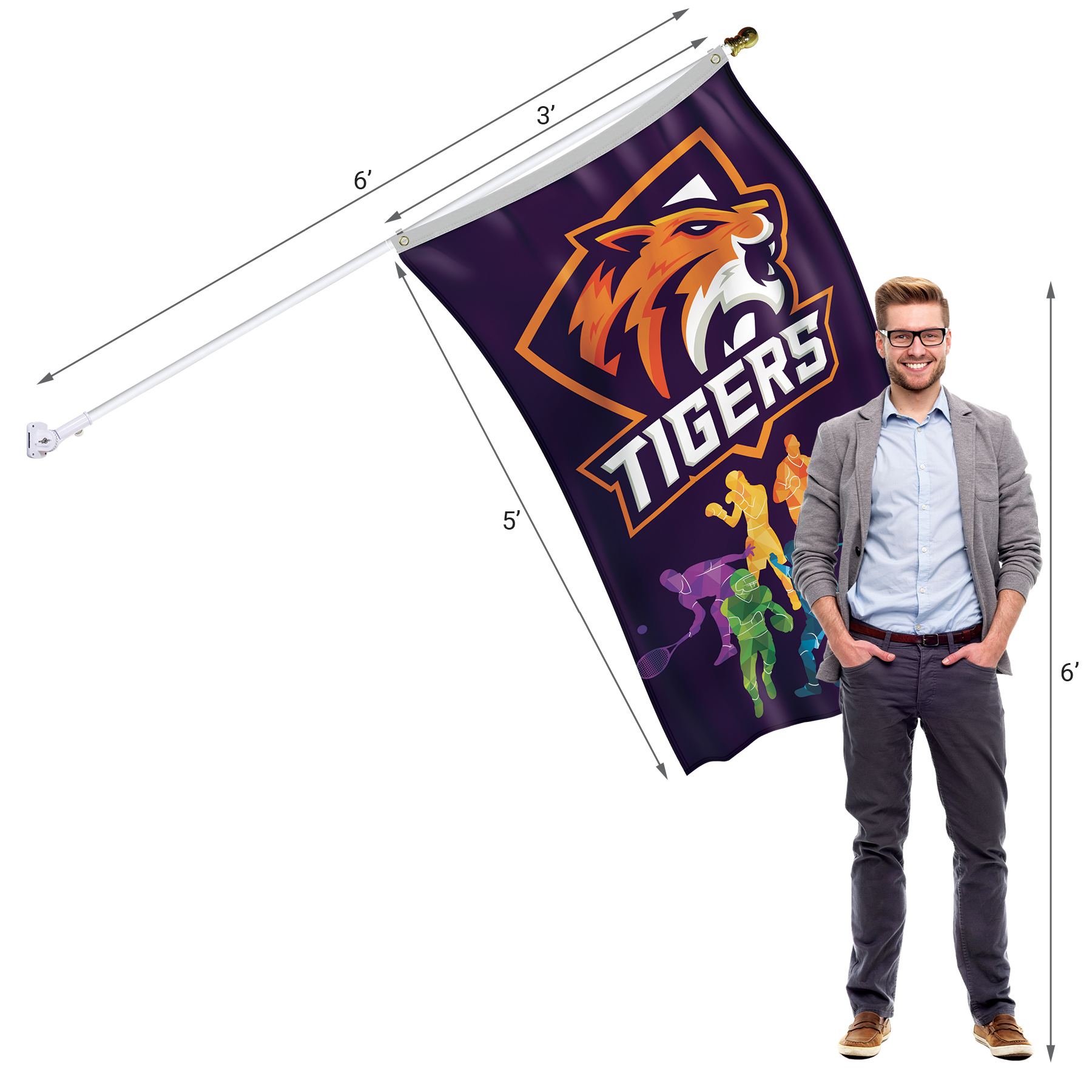 Banner Kit with 3' x 5' Flag and White Bracket 12