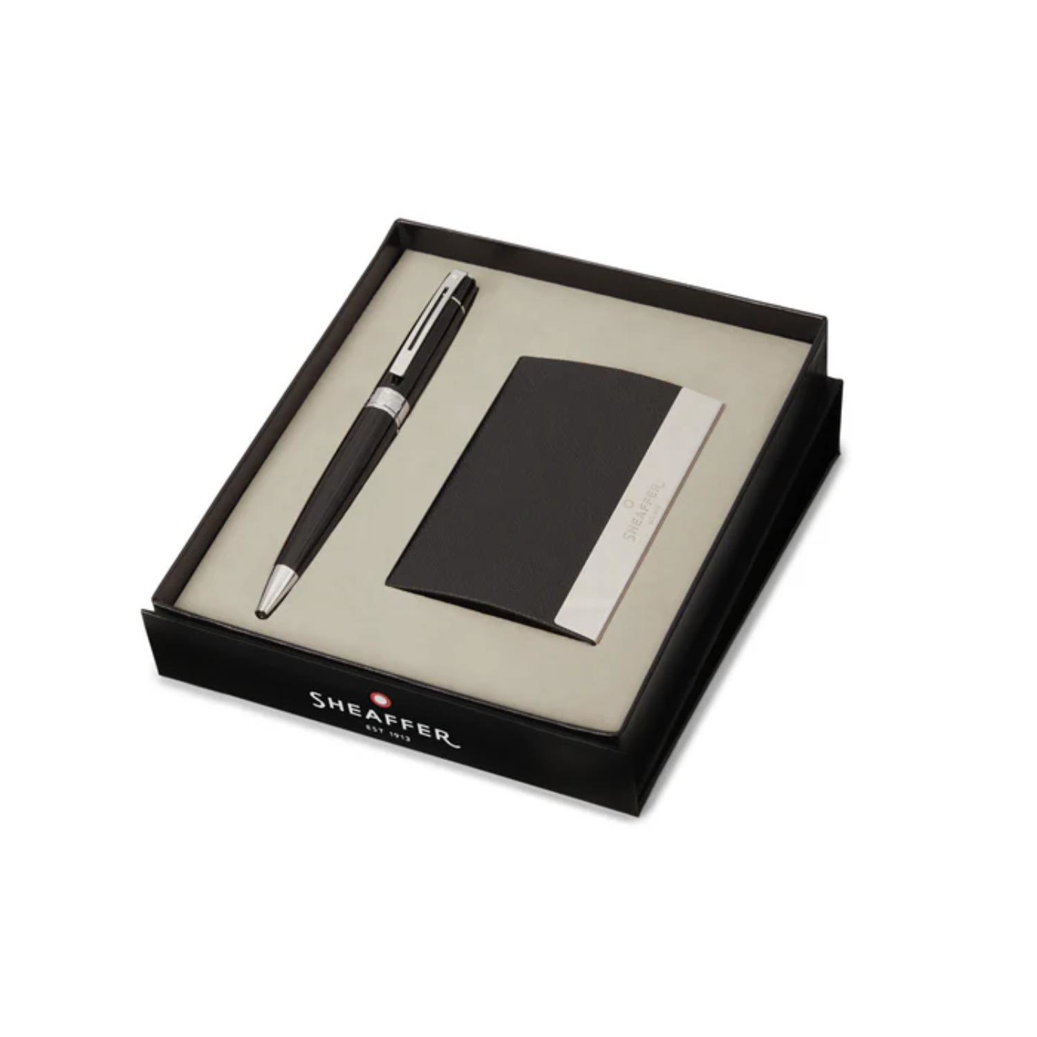 SHEAFFER® Executive Gift Set Glossy Black 300 Ballpoint Pen with Business Card Holder 3