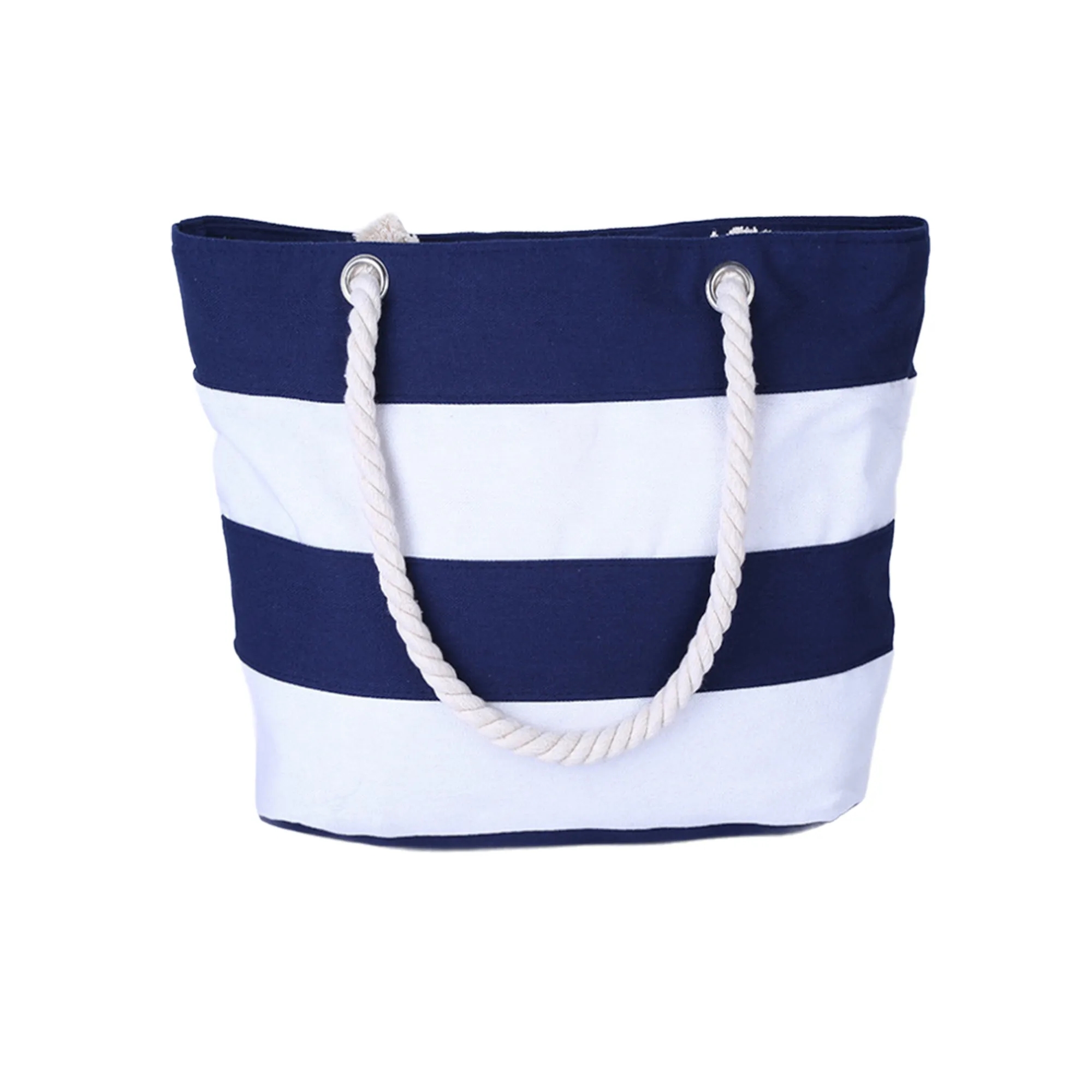Striped Canvas Beach Tote Bag 2