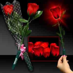 Light Up Red Silk Rose Glow Flower with Red LED 2