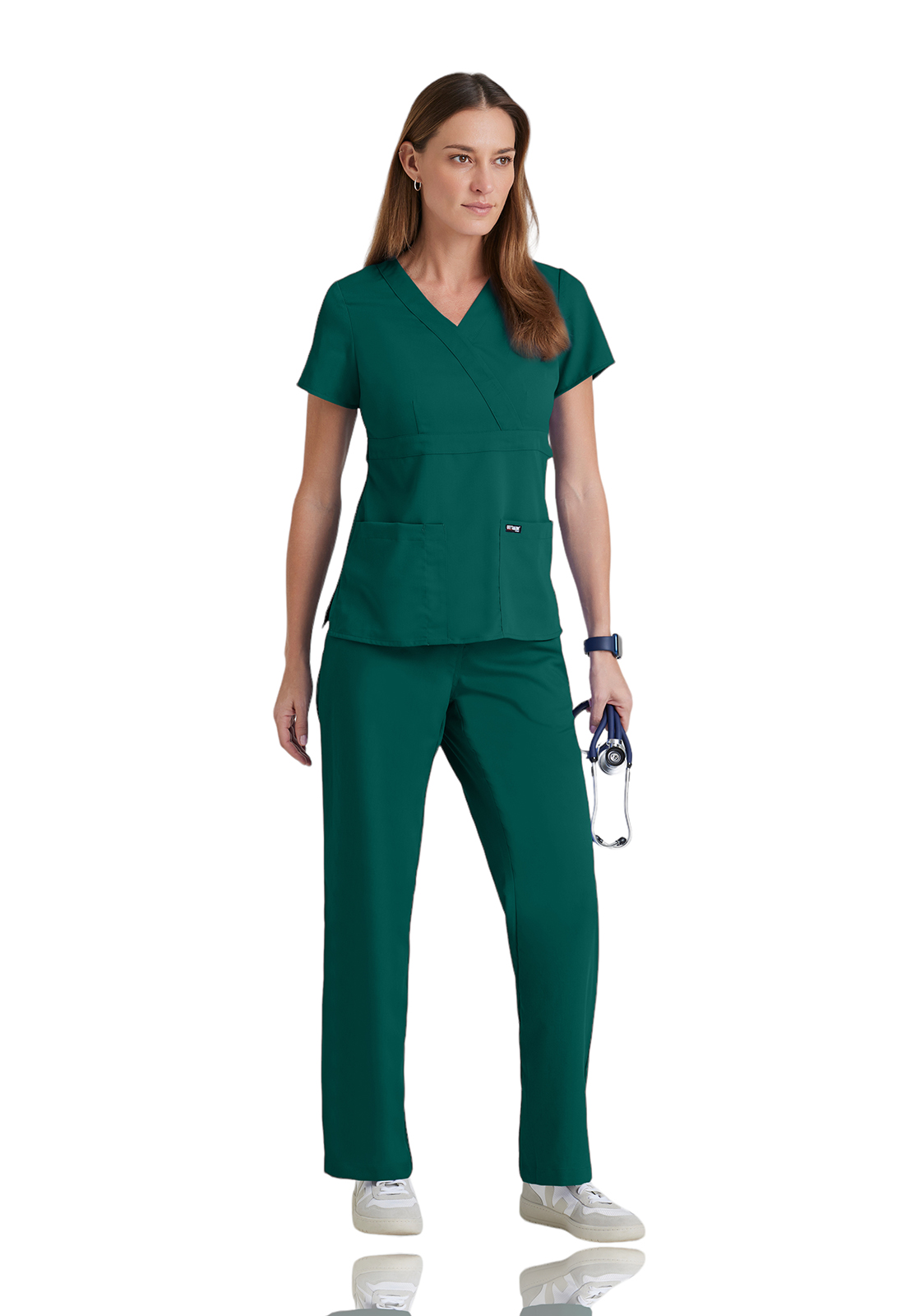 Grey's Anatomy Classic - Women's Two-Pocket Mock Wrap Riley Scrub Top 19