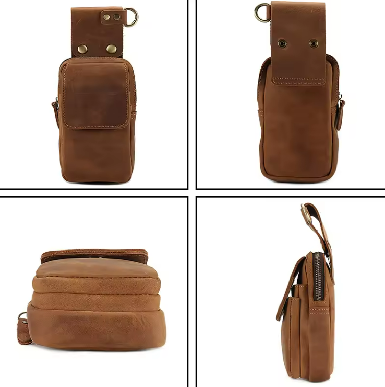 Mobile Phone Vertical Leather Waist Hanging Bag 4