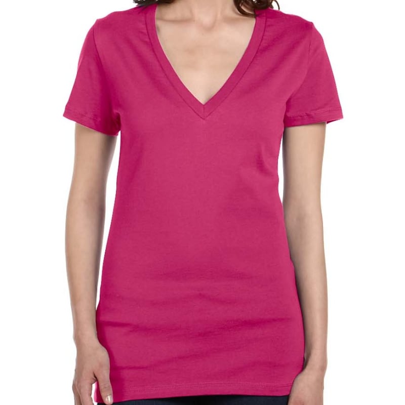 Bella Ladies Jersey Short-Sleeve Deep V-Neck T-Shirt 21