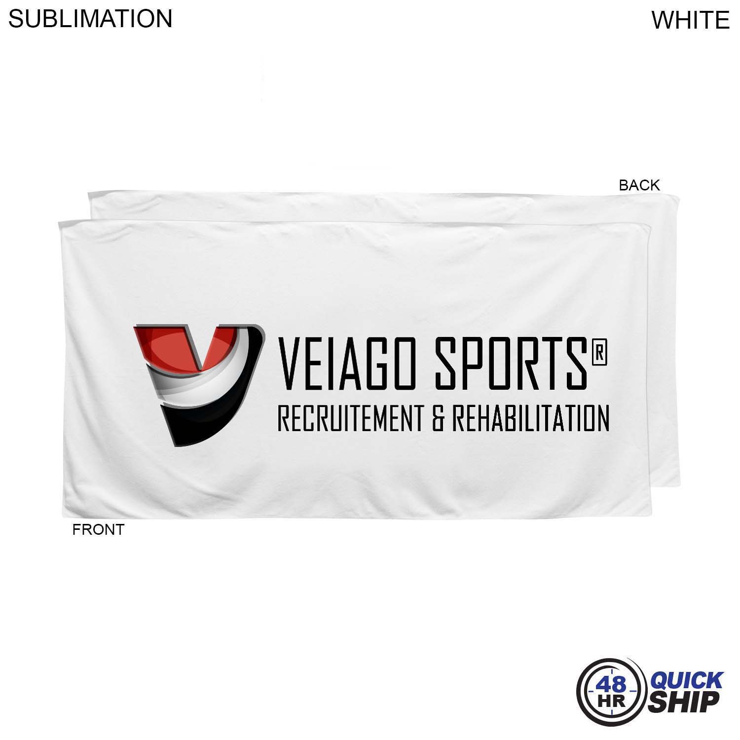 48Hr Quick Ship - Plush and Soft White Velour Terry Cotton Blend Shower Towel, 24x48, Sublimated 7