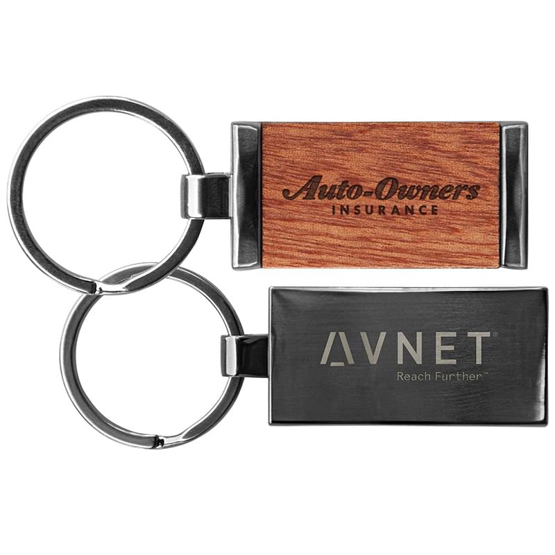 Grafton Gunmetal Wood Rectangular Key Chain 3