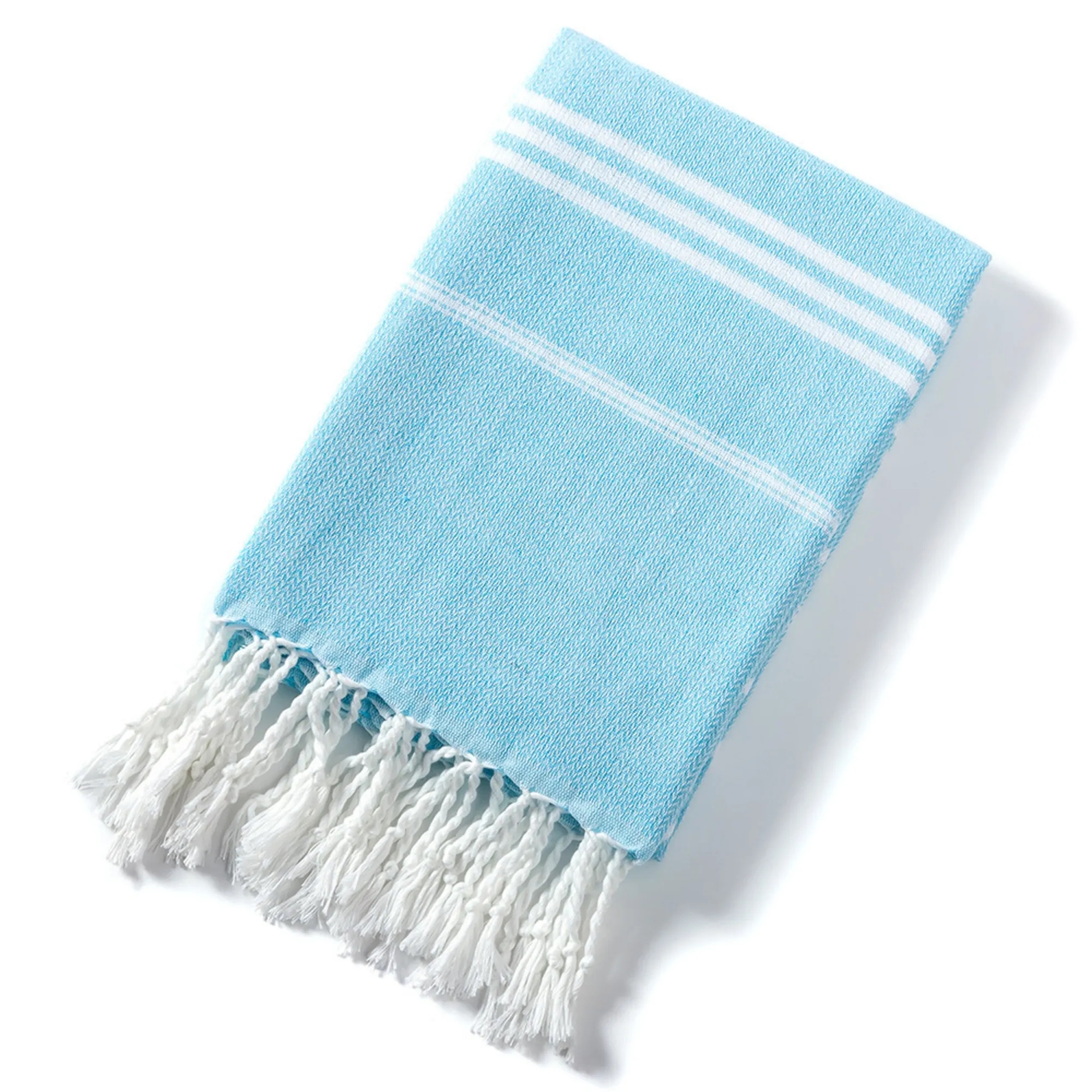 Oversized Poly-Cotton Fringed Jacquard Striped Bath Towel 4