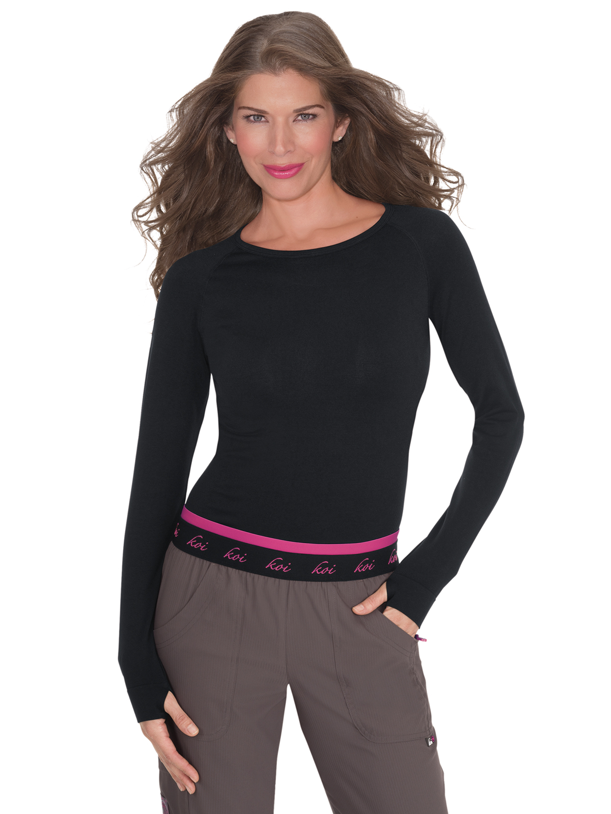 koi - Lite - Women's Stretch Long-Sleeve Seamless Knit Divine Underscrub Tee