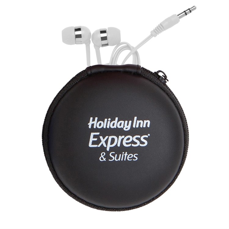 Round Eva Case with White Earphones 2