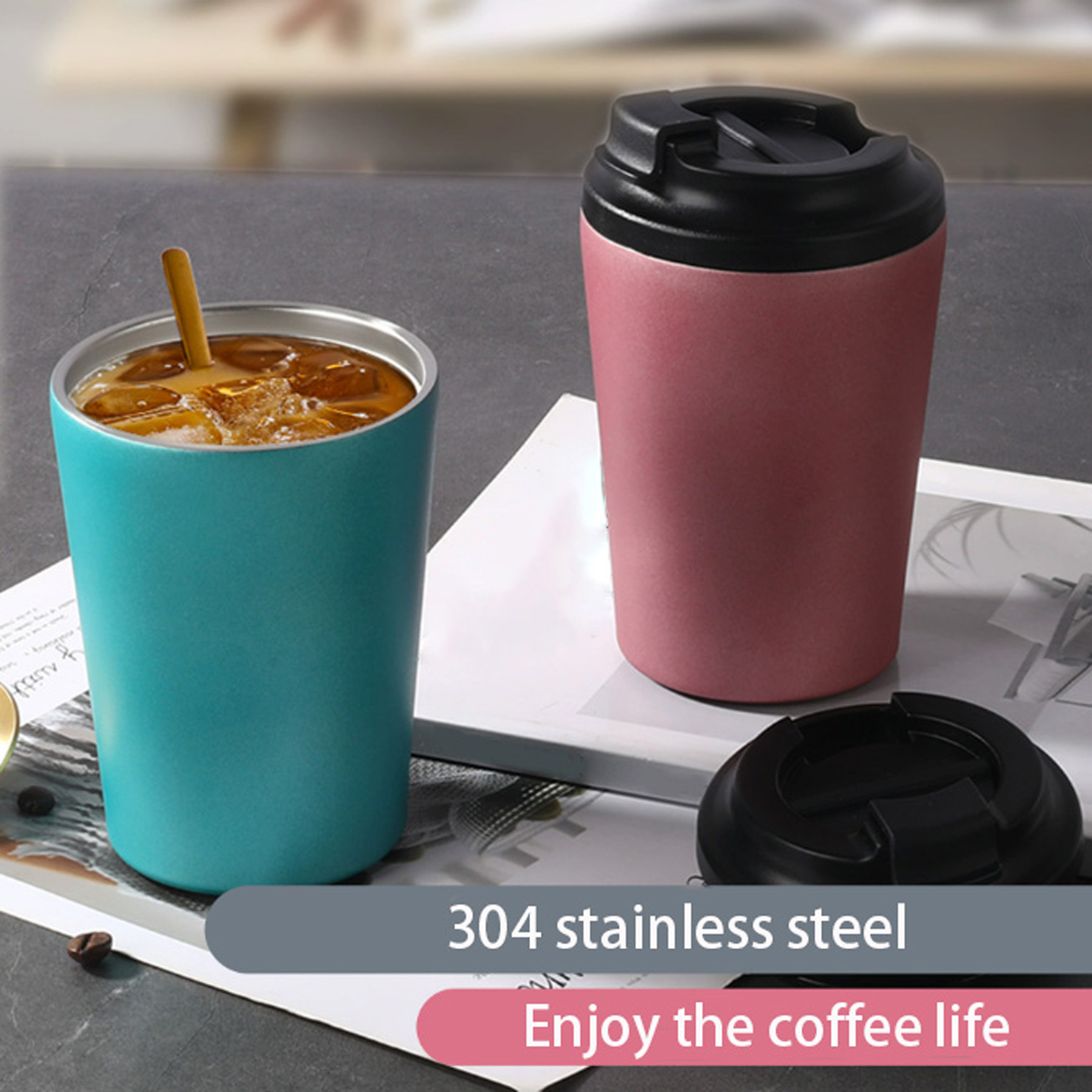 12oz Stainless Steel Minimalist Coffee Cup 4