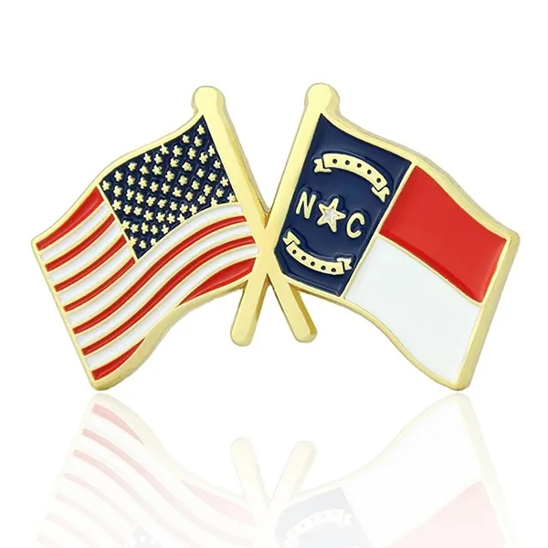 Stock Crossed Flag Pin (USA & USA) 31
