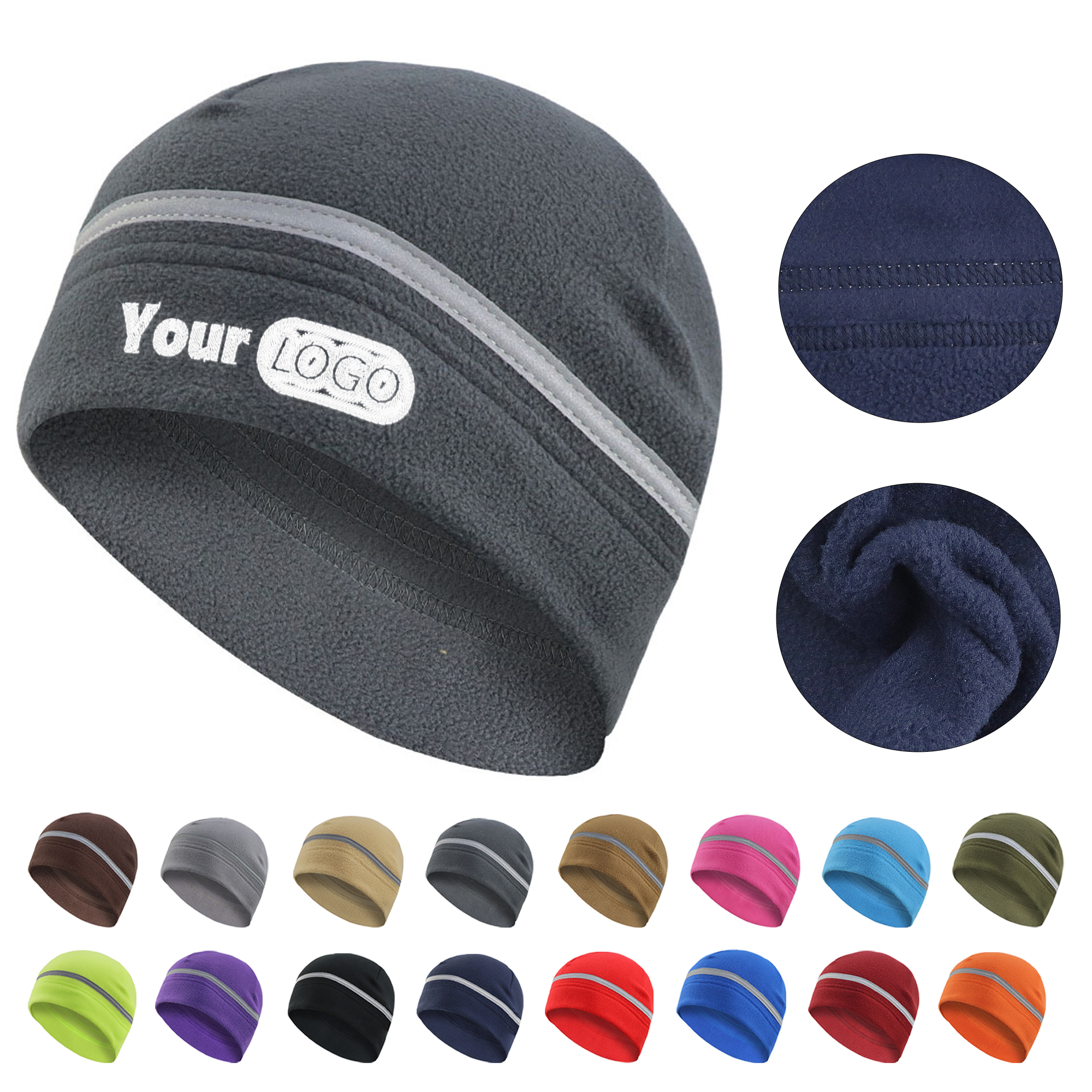 Fleece Hat with Reflective Strip for Running 13
