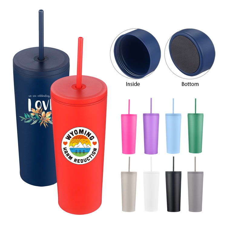 24 oz. Straw Double Wall Tumbler w/Leak Proof Lid 7