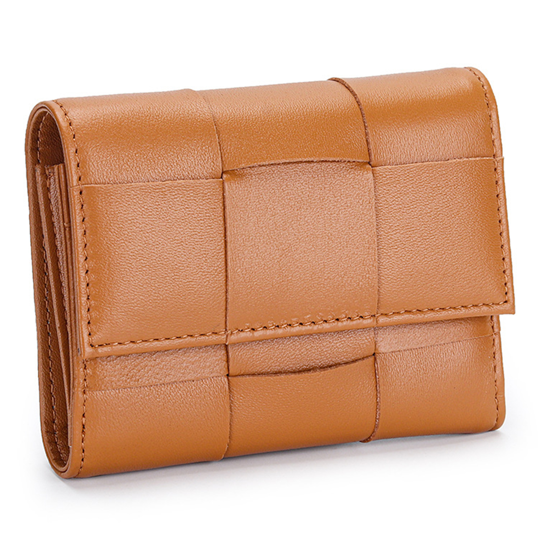 Genuine Leather Stylishly woven short coin purse 4