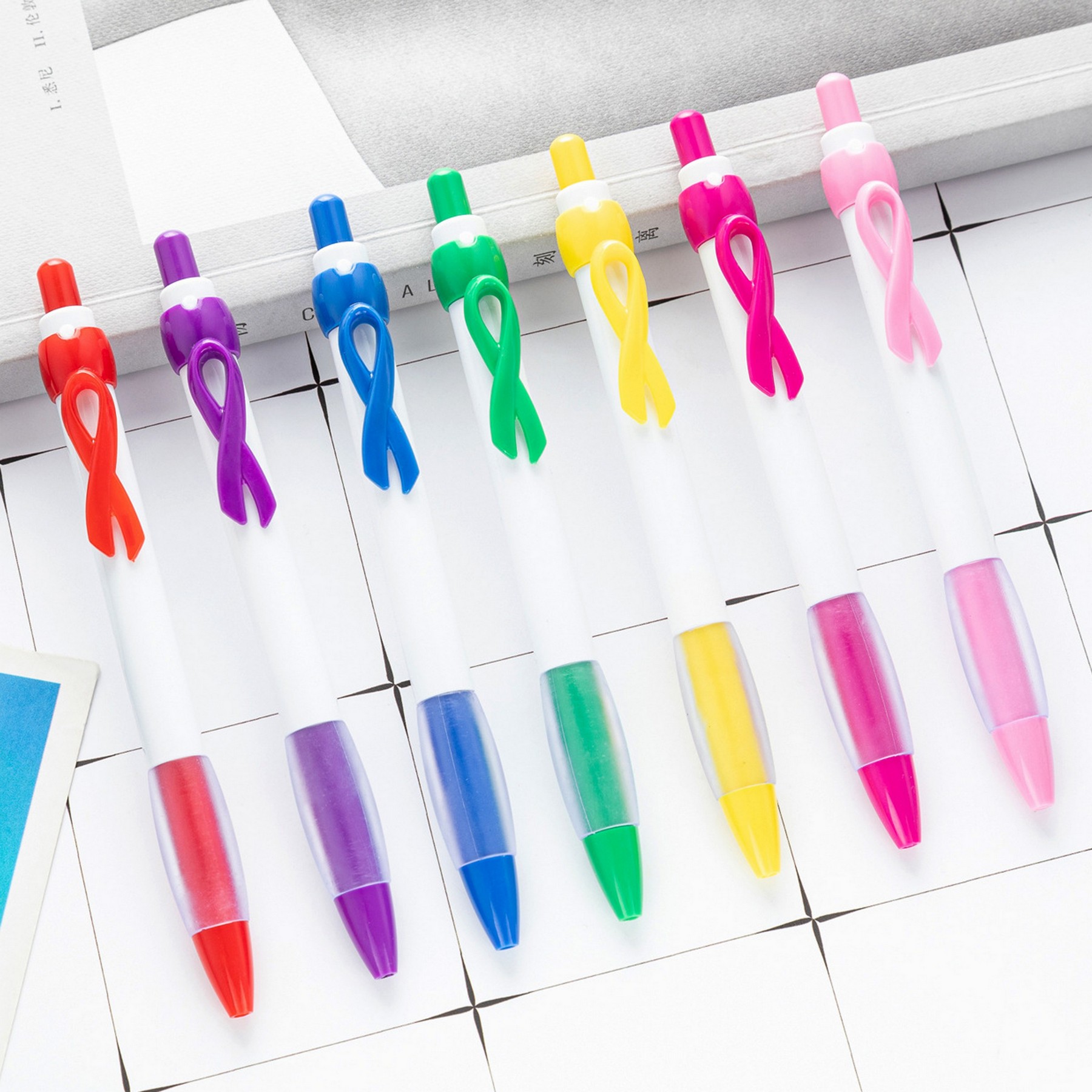 Retractable Ballpoint Pen With Bow Ribbon Clip 3
